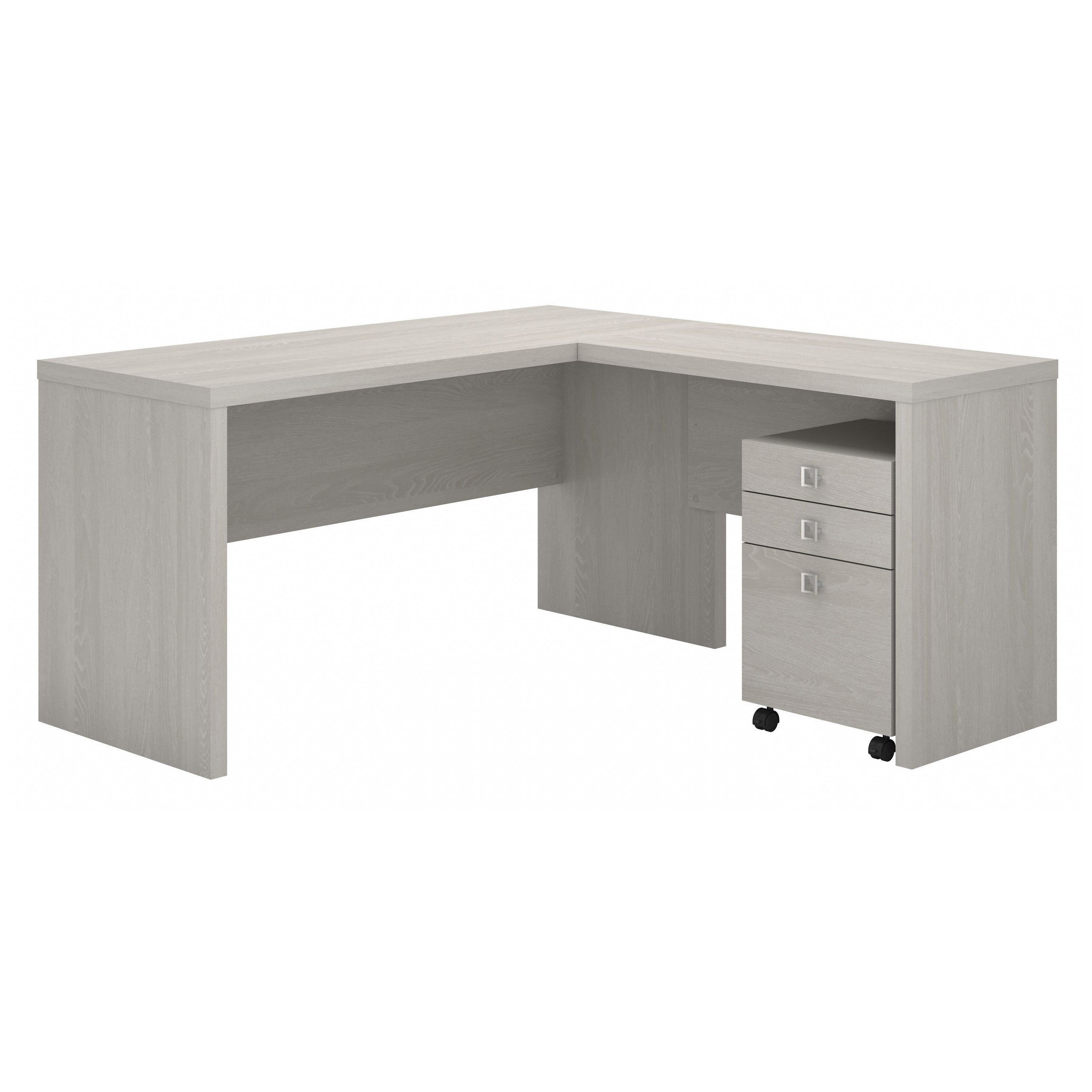 Bush Business Furniture Echo L Shaped Desk with Mobile File Cabinet in Gray Sand - 60" Width x 59.84" Depth x 30" Height