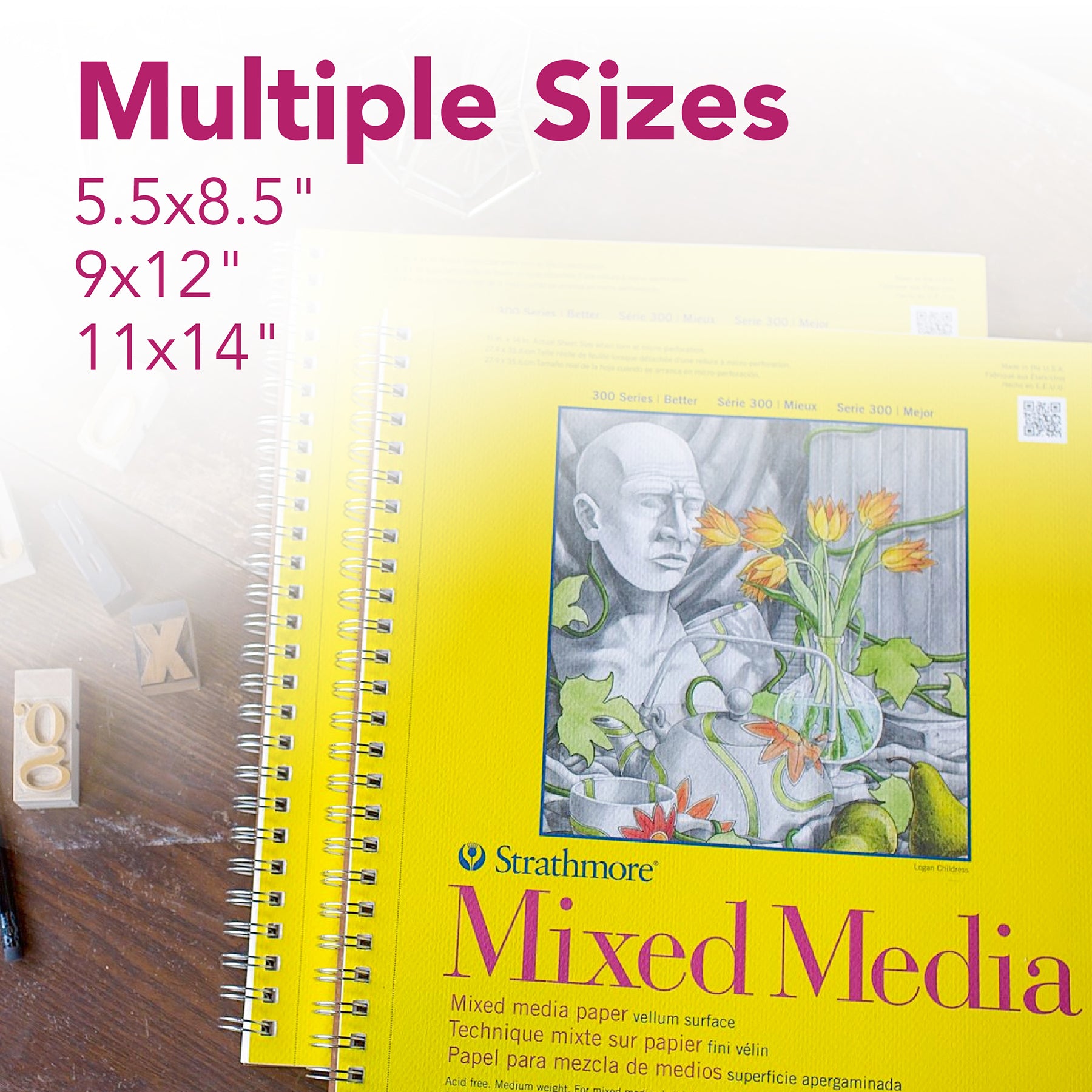 300 Series Mixed Media Pad, Side Wire Binding, 40 Sheet, 5.5x8.5 inch, 1 Count