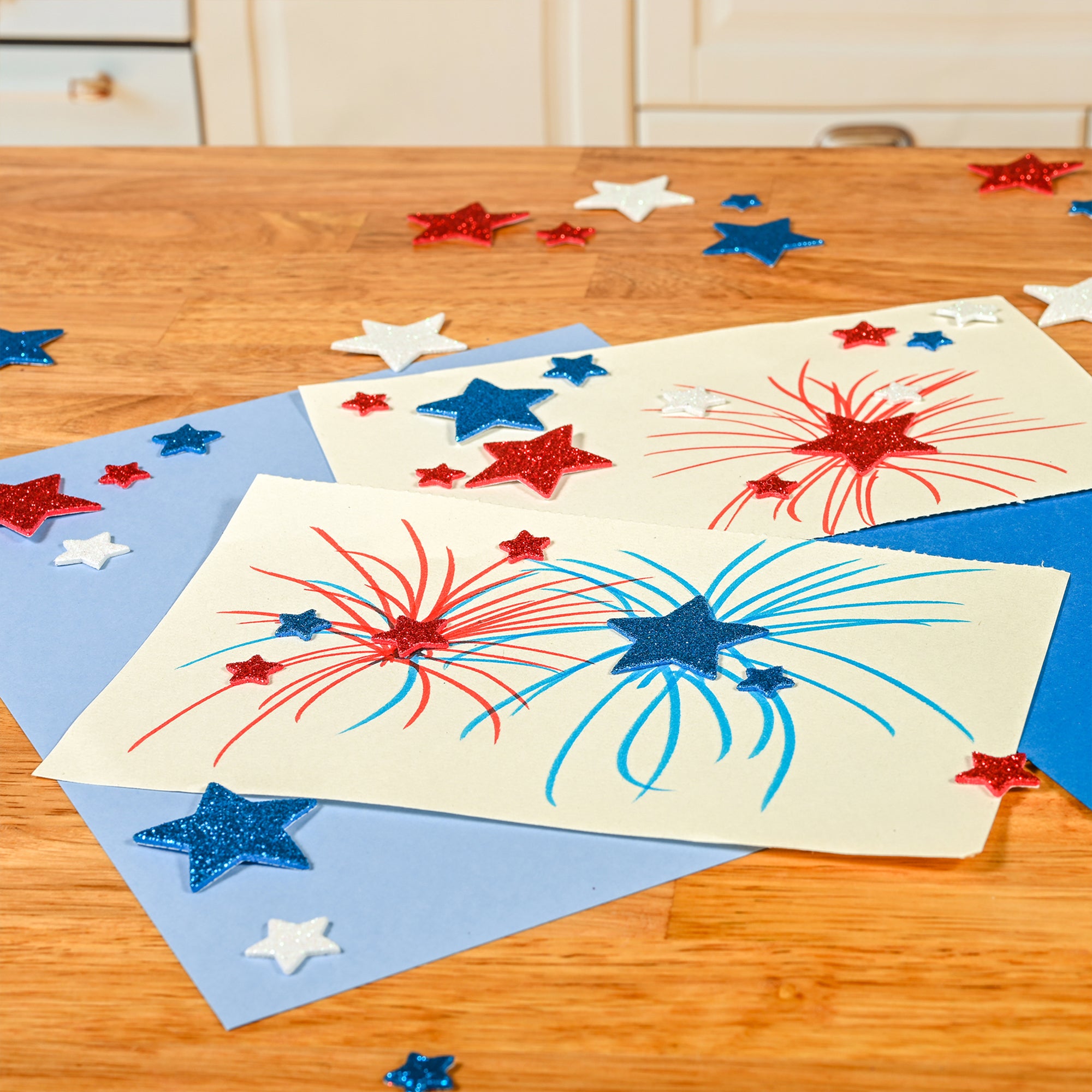 Glitter Foam Stickers, Stars, Red White and Blue
