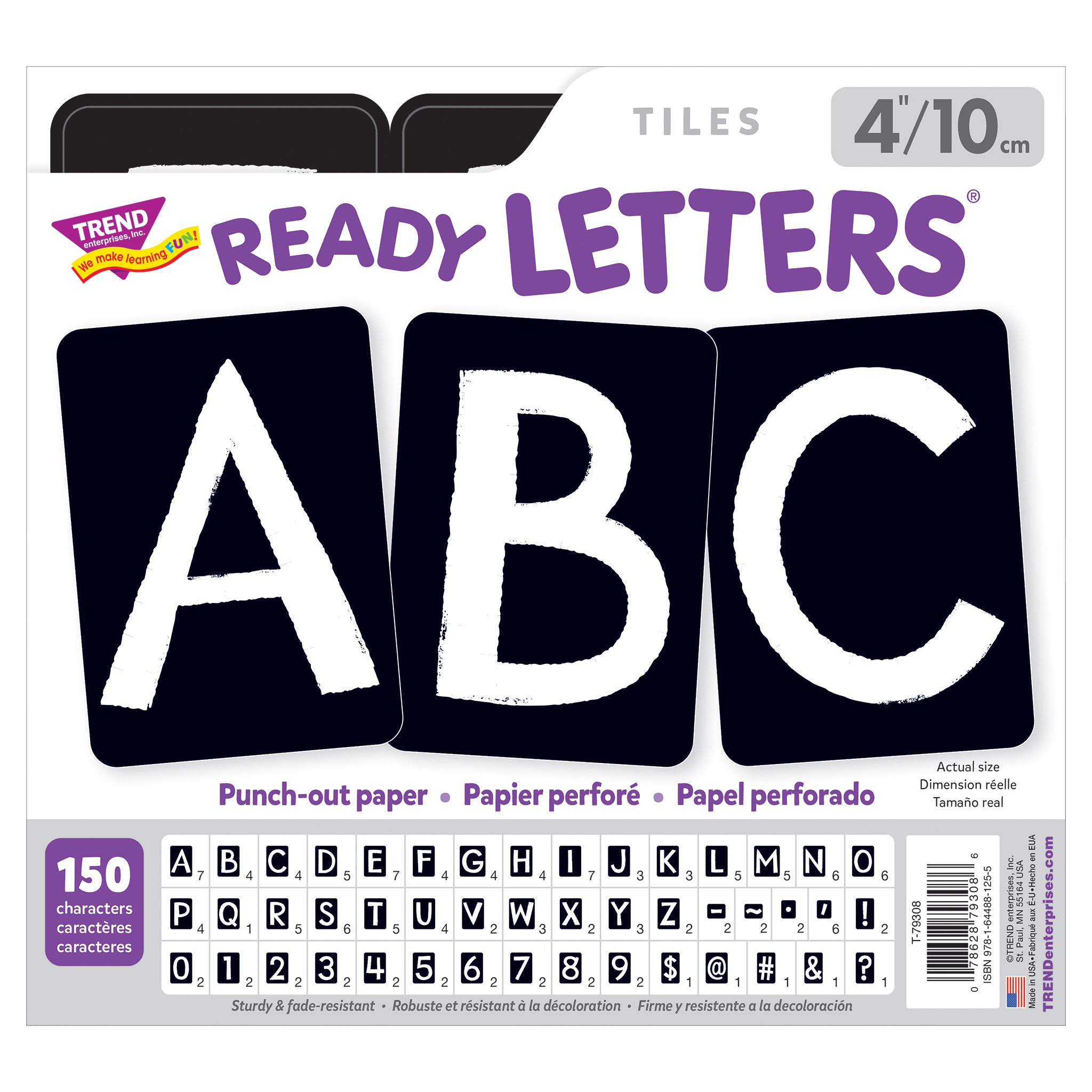 Black 4" Tiles Uppercase Ready Letters®, 150 Pieces
