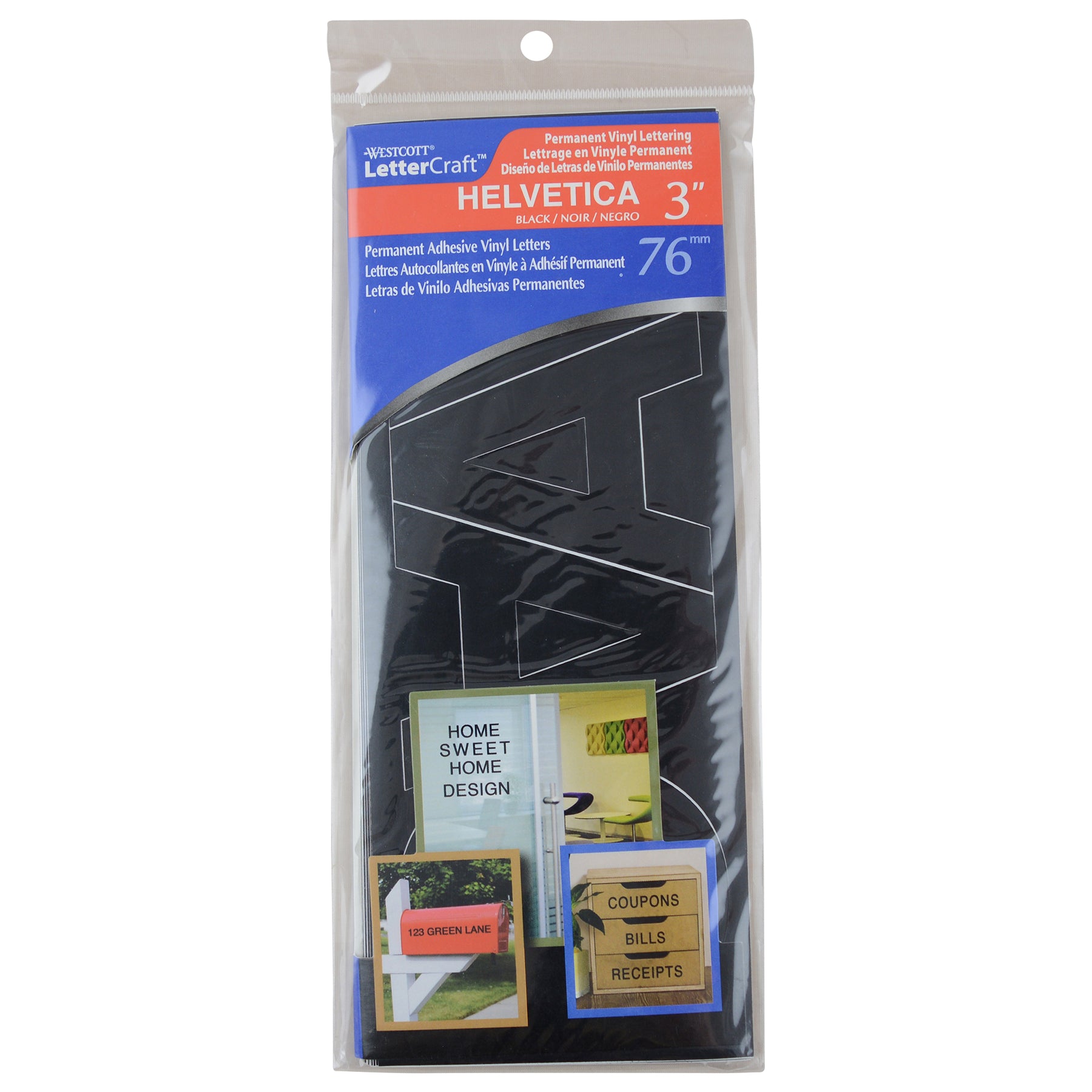 LetterCraft Permanent Vinyl Lettering, Helvetica, 3-Inch, Black
