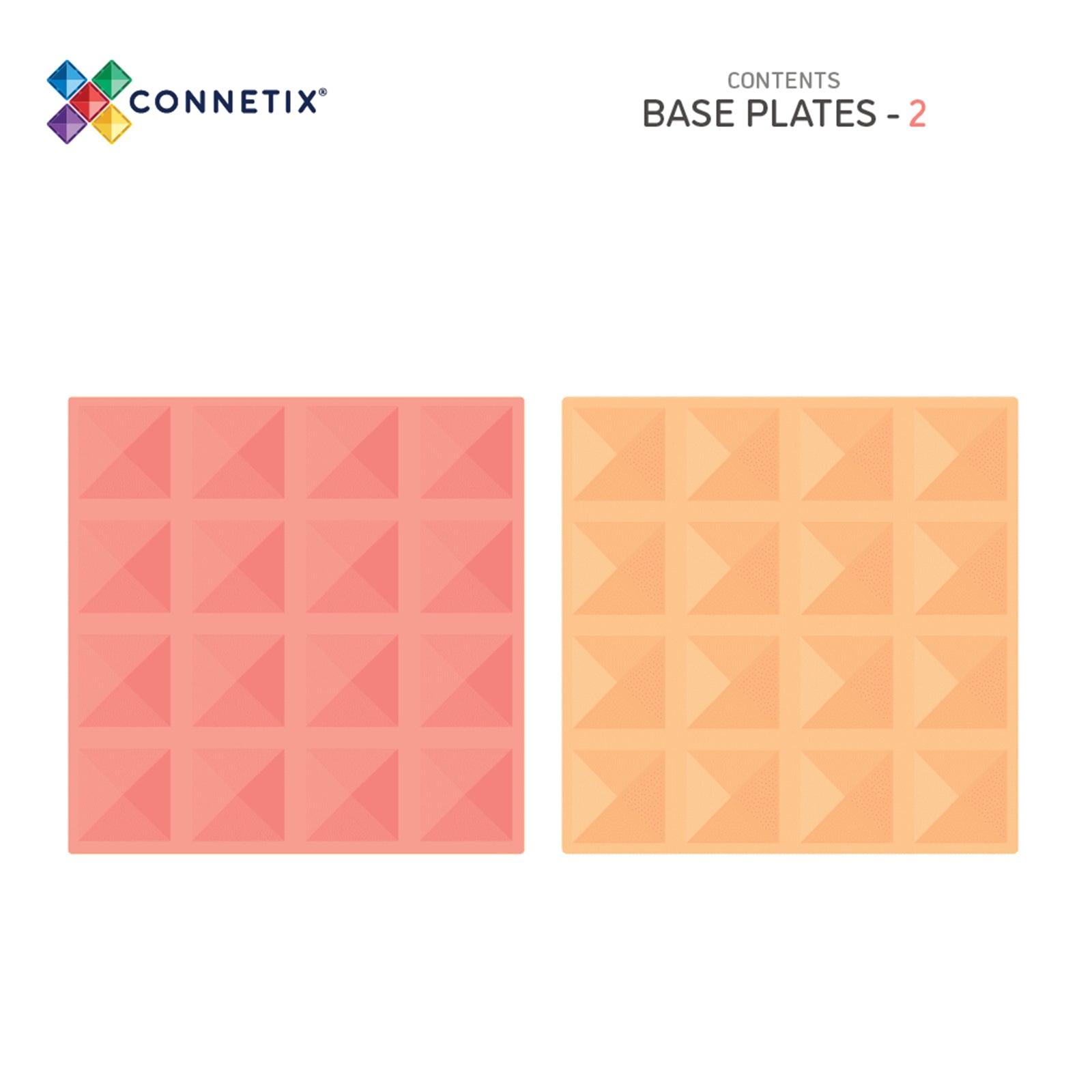 Magnetic Tiles Pastel Lemon & Peach Base Plate, 2 Pieces