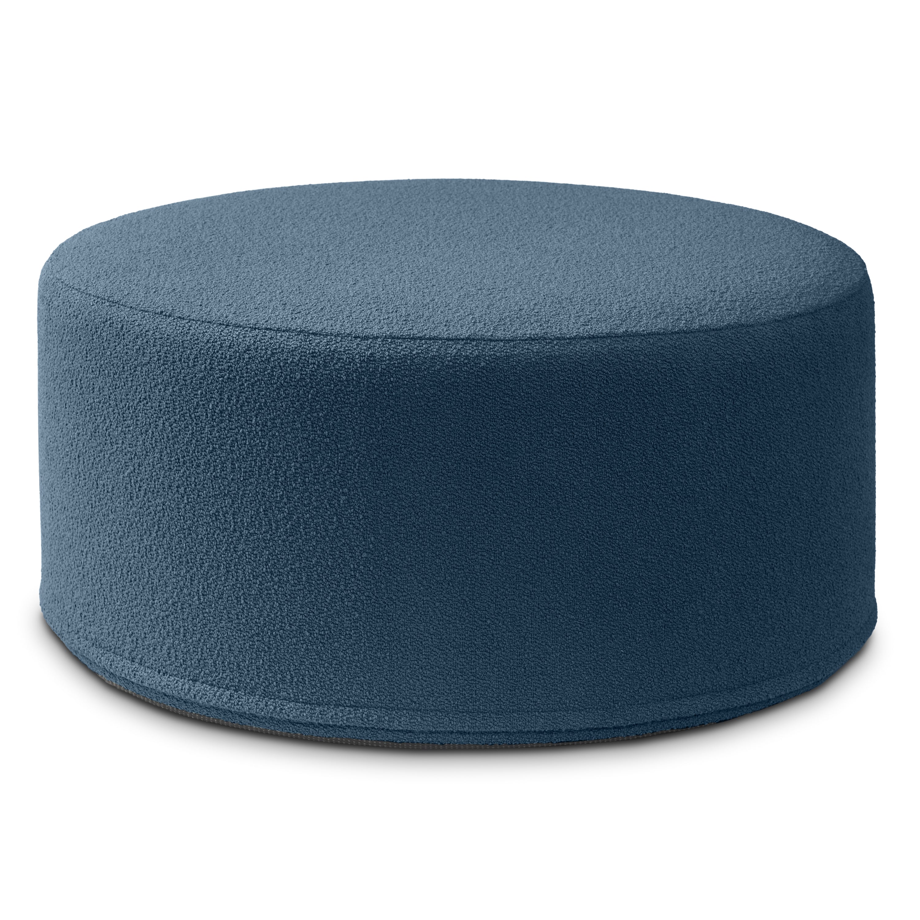 Jaxx Candler Round Couch Ottoman – Oversized Giant Coffee Table Ottoman - Versatile Firm Foam Construction - Kid Safe with Removable Cover, 36”, Luxe Boucle, Boucle Navy