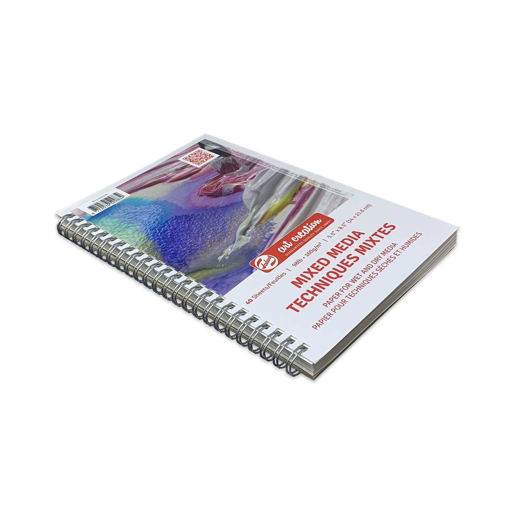Mixed Media Paper Pad, Spiral Bound, 98lbs, 5.5" x 8.5", 40 Sheets