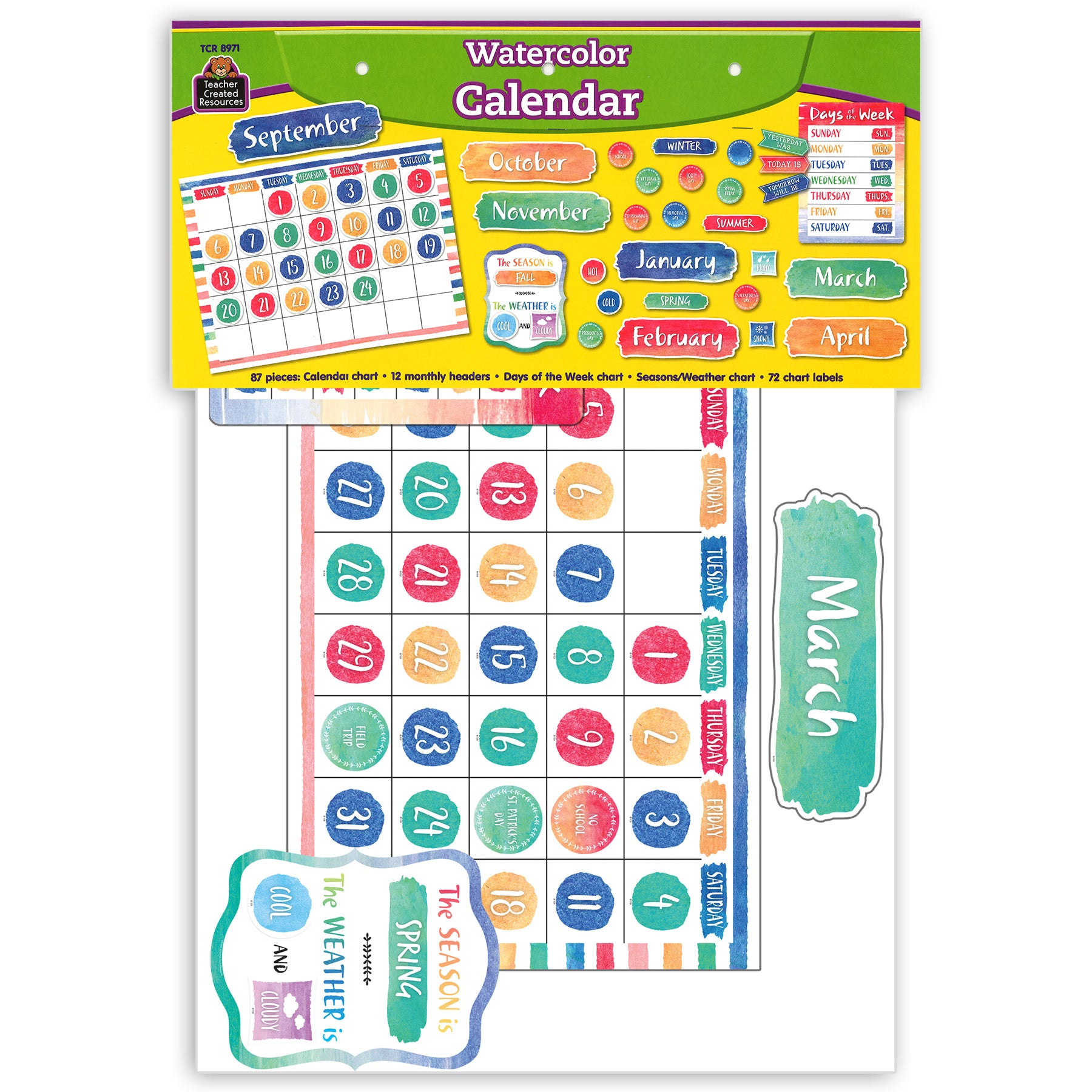 Watercolor Calendar Bulletin Board