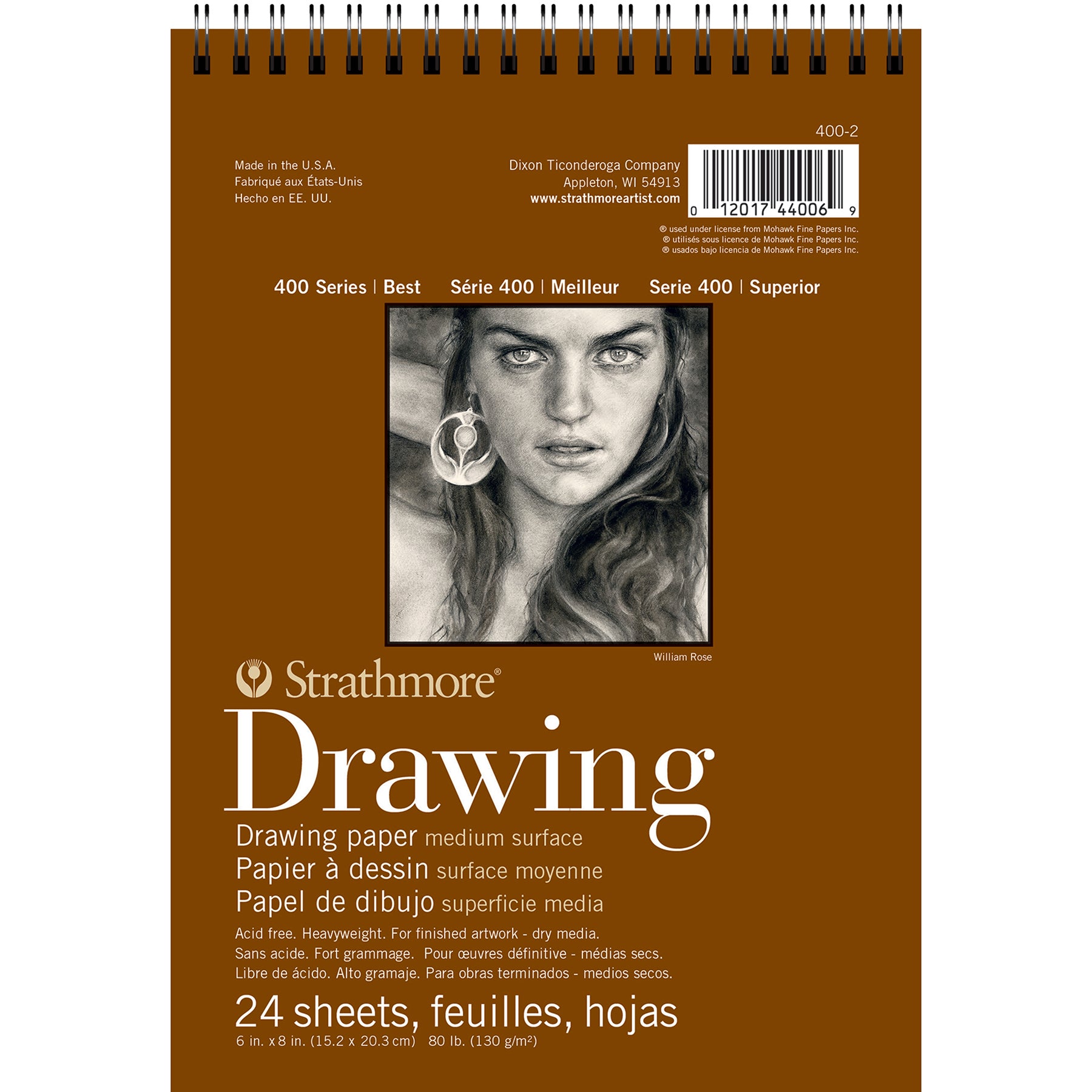400 Series Drawing Pad, Smooth Finish, Wire Binding, 24 Sheet, 6x8 inch, 1 Count