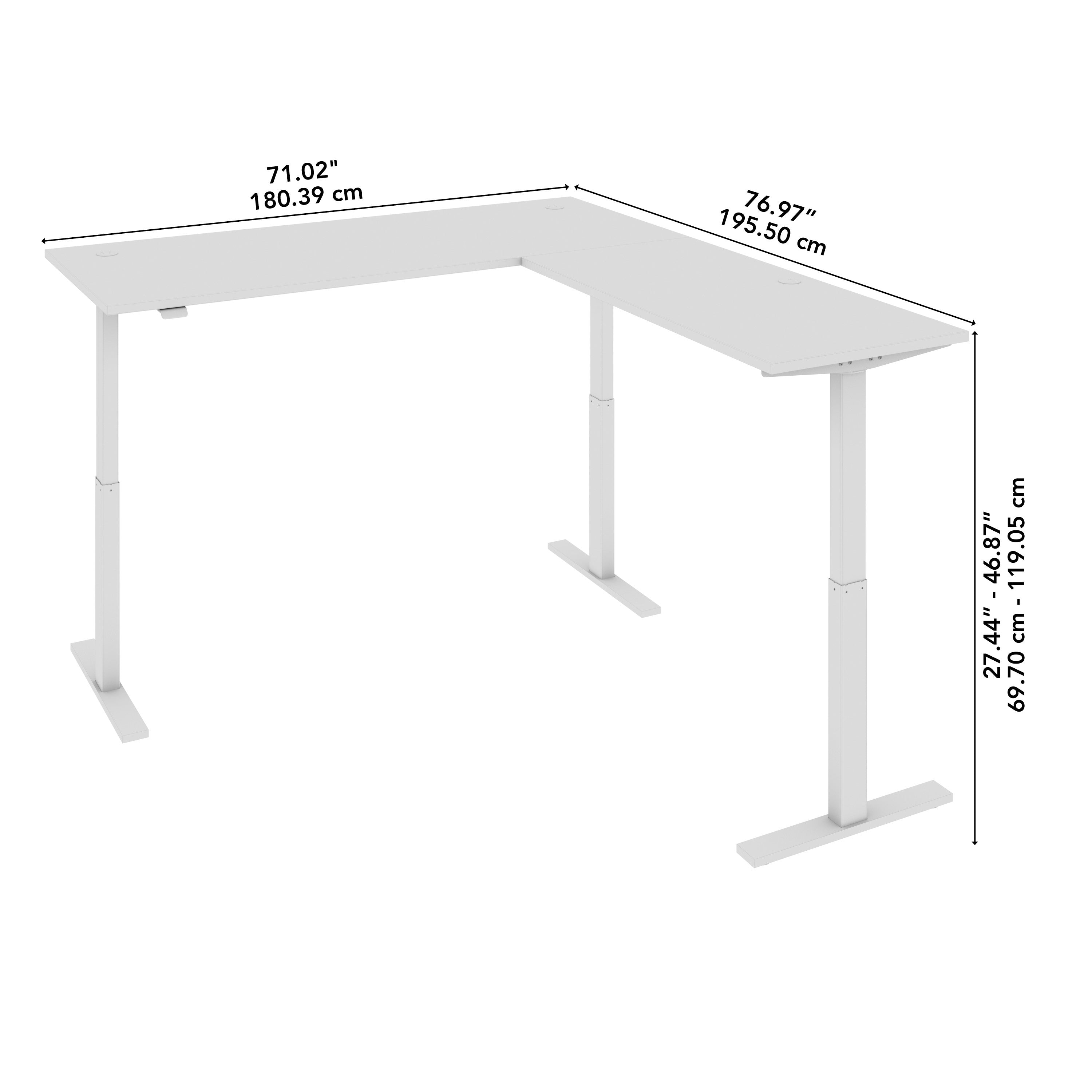 Bush Business Furniture Move 60 Series 72W Height Adjustable L Shaped Standing Desk in Natural Elm with Black Base - 71.02" Width x 76.97" Depth x 27.44" Height