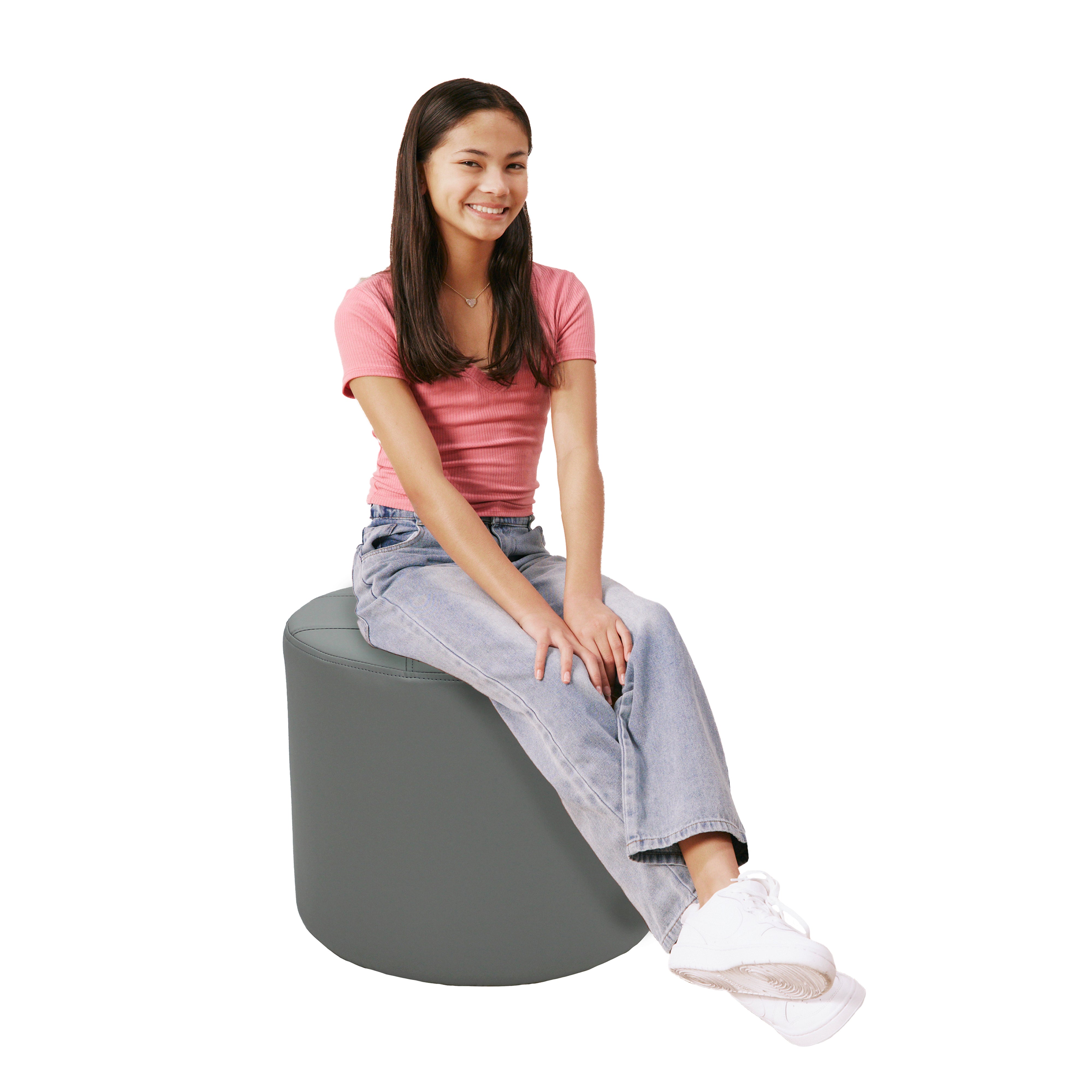 Tufted Round Ottoman 16" Height - Gray
