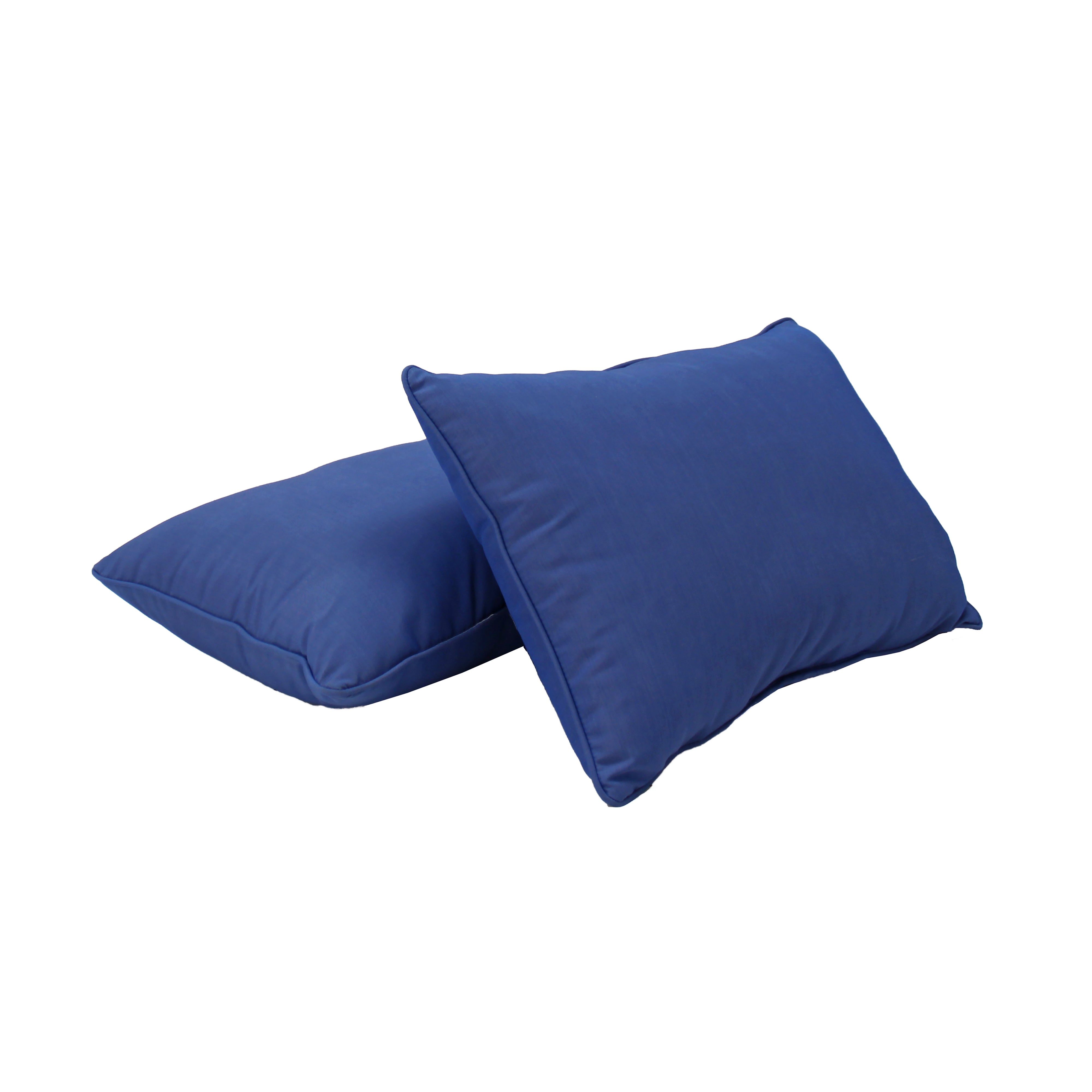 Presidio 12" x 20" Lumbar Indoor/Outdoor Pillow with Piping, 2-Piece - Denim Blue
