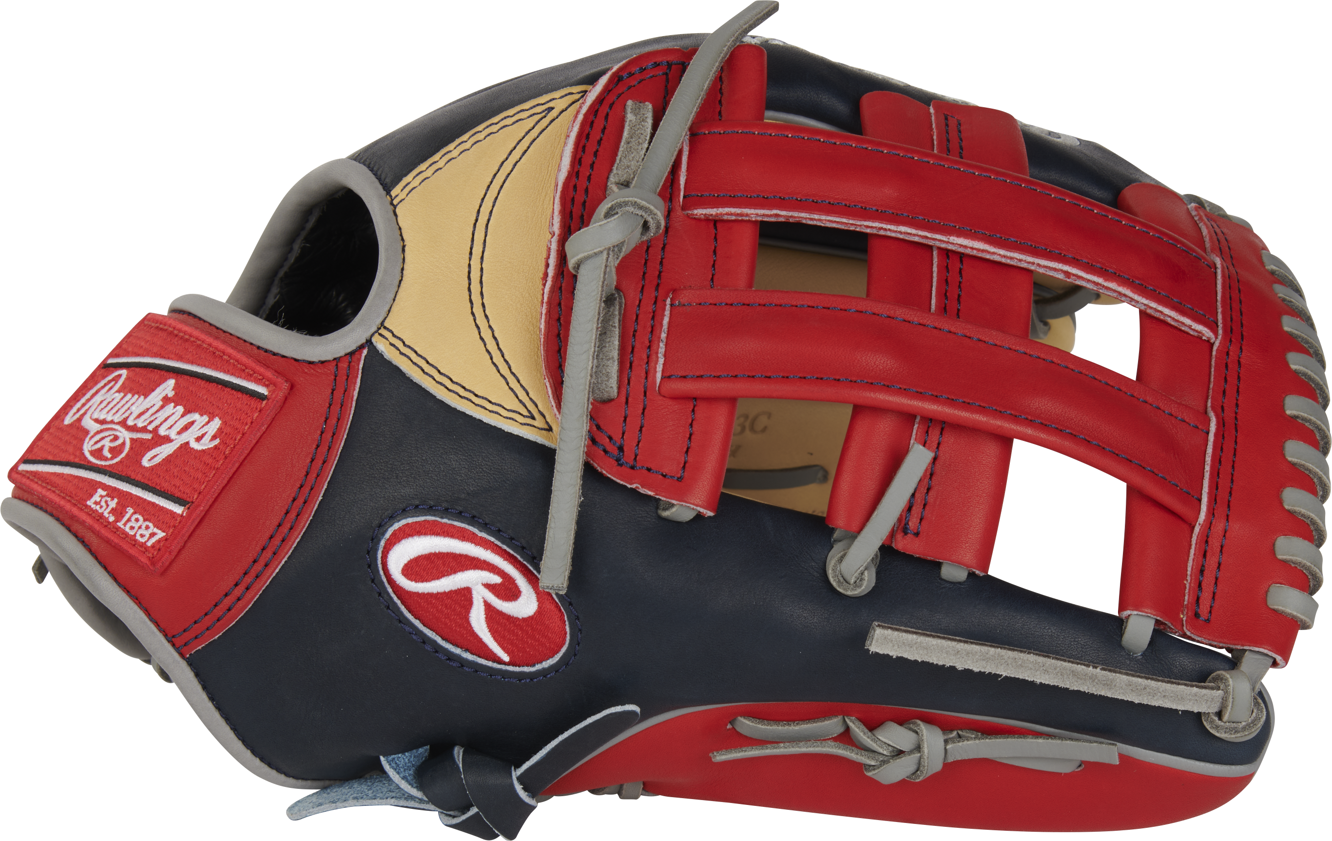 Rawlings Pro Preferred Series Ronald Acuna Jr. Gameday Pattern 12.75-Inch Baseball Glove - Right Hand Thrower - Camel/Navy