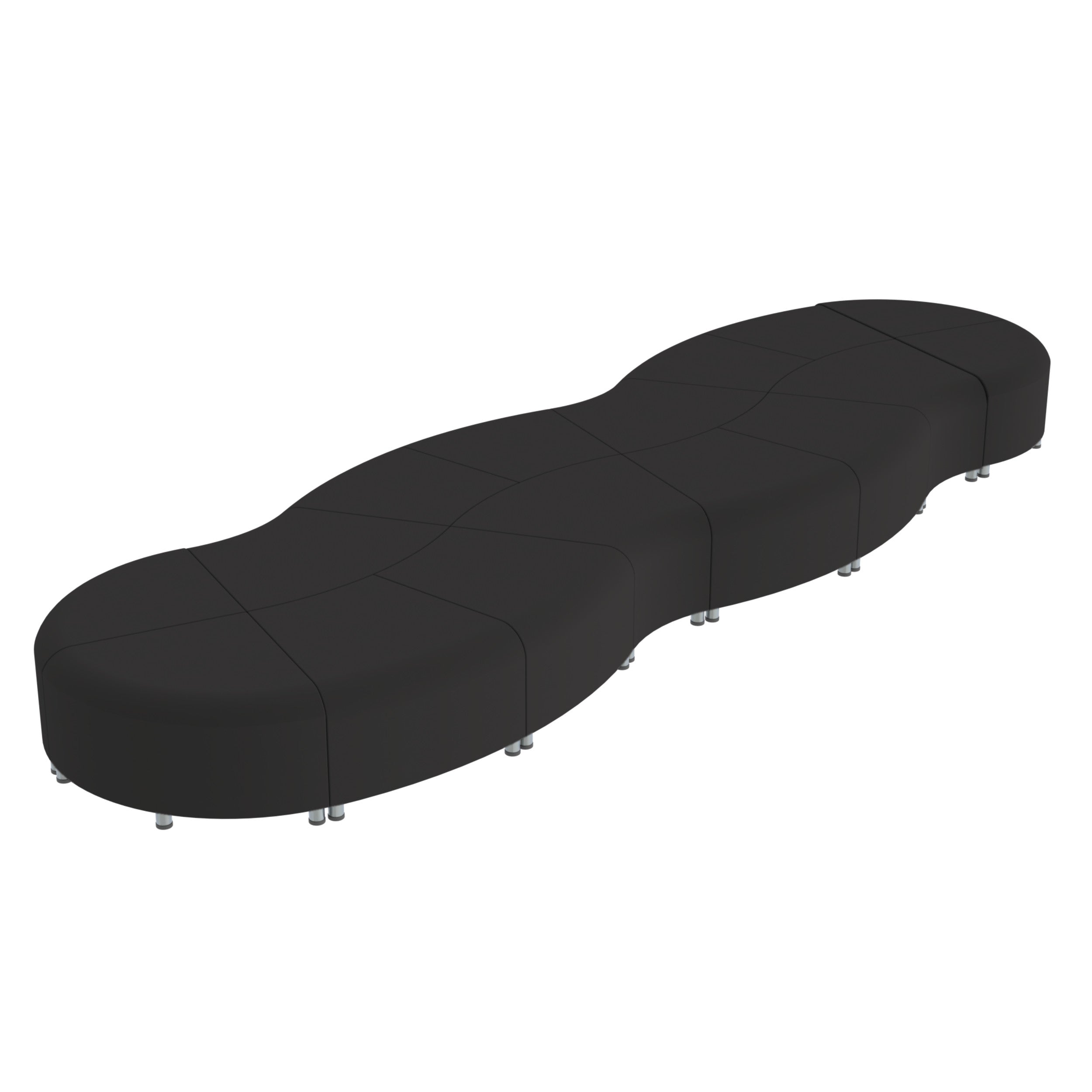 Pro Series Connect Curved Swell Backless Seating, 16-Piece Set - Black
