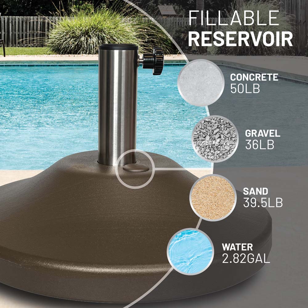 Fillable 50 lb Premium Umbrella Base with Stainless Stem (Bronze)