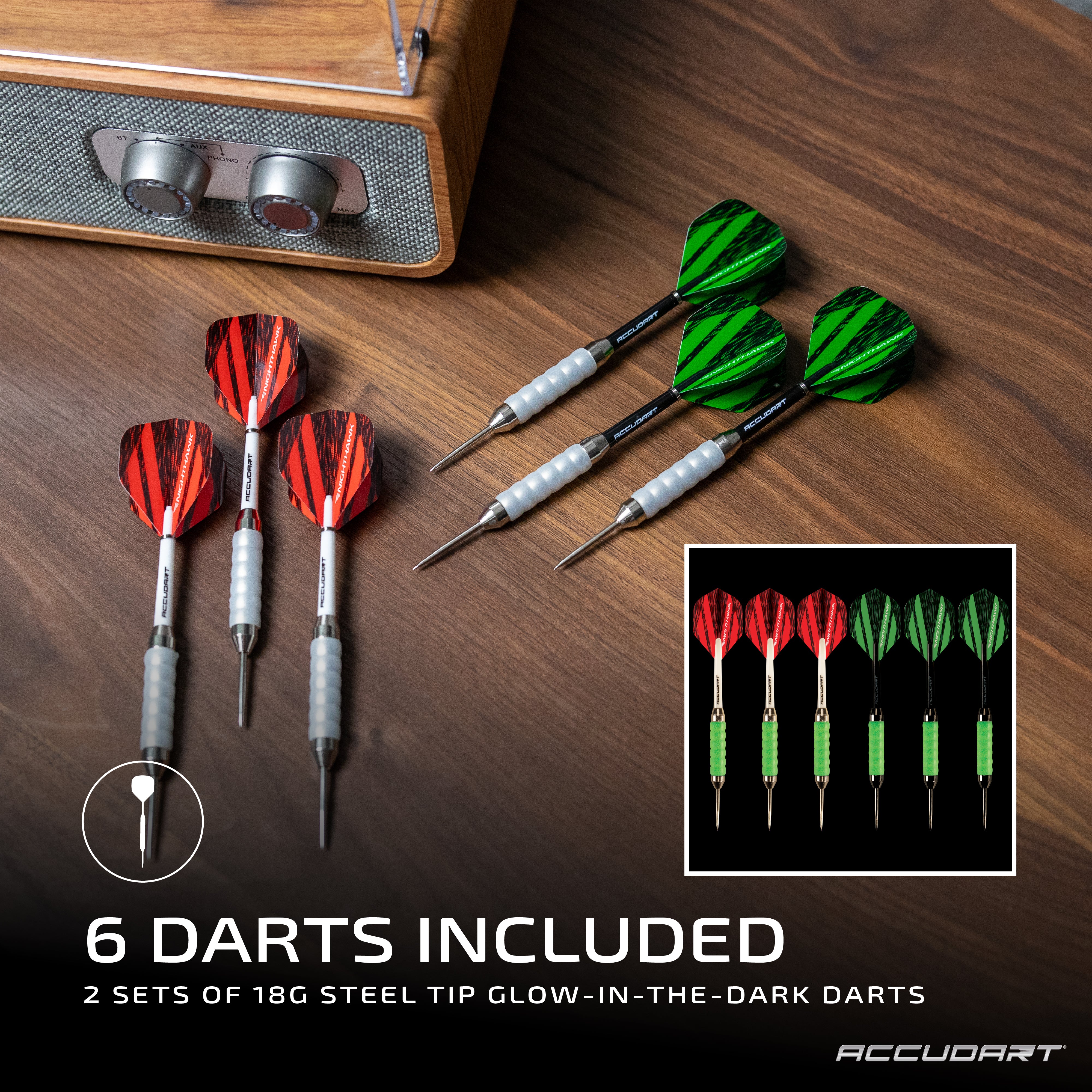 Accudart Nighthawk 2 in 1 LED/Blacklight Bristle Dartboard Surround Set