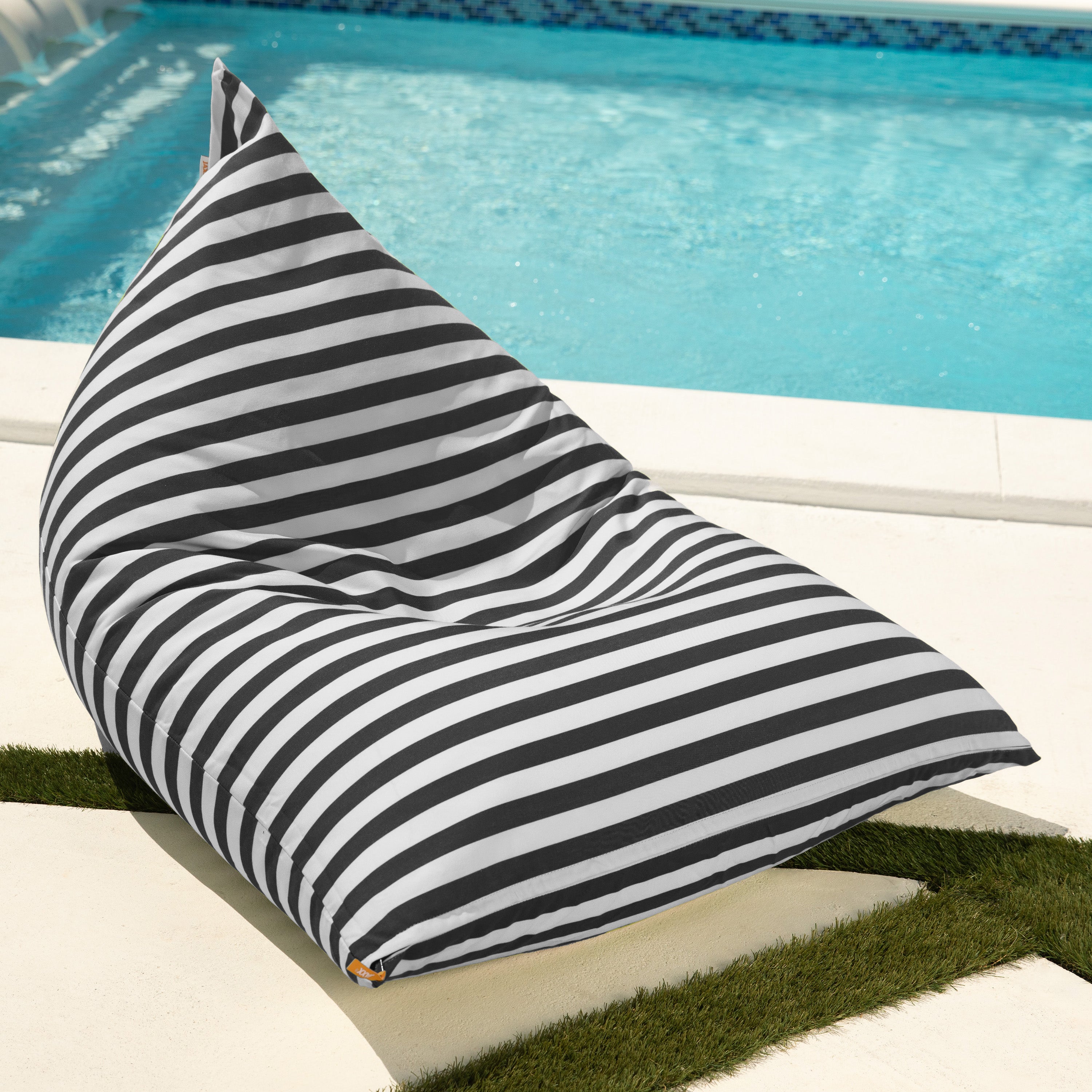 Jaxx Twist Outdoor Bean Bag Chair, Black & White Stripes