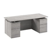 Bush Business Furniture Stratus&nbsp;72W x&nbsp;30D Electric Standing Desk with Drawers and Modesty Panel in Platinum Gray with Metallic Gray Base - 71.02" Width x 29.37" Depth x 27.44" Height
