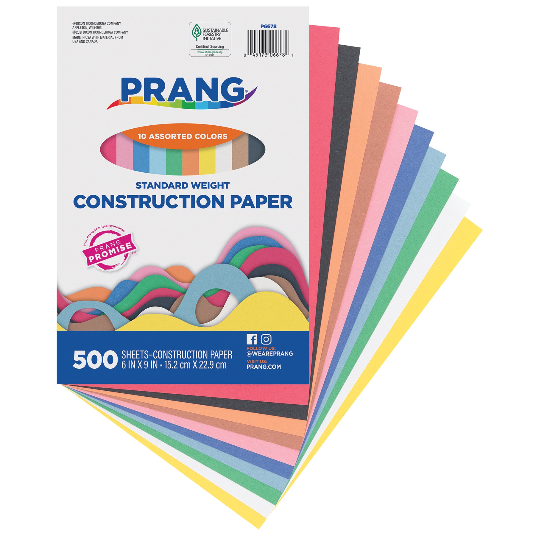 Construction Paper, Standard Weight, 10 Assorted Colors, 6" x 9", 500 Sheets