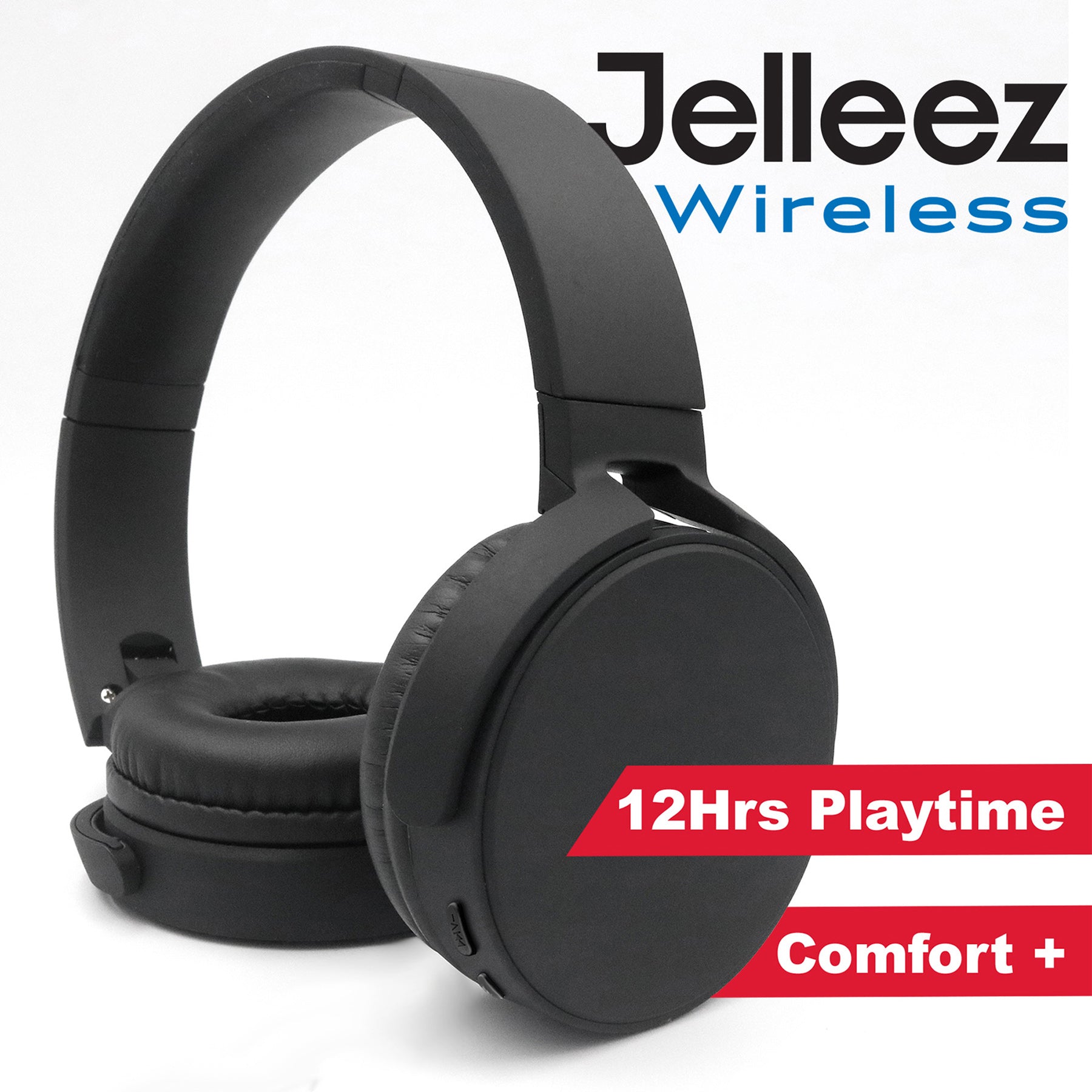 Jelleez Wireless Over Ear Headphones, Black
