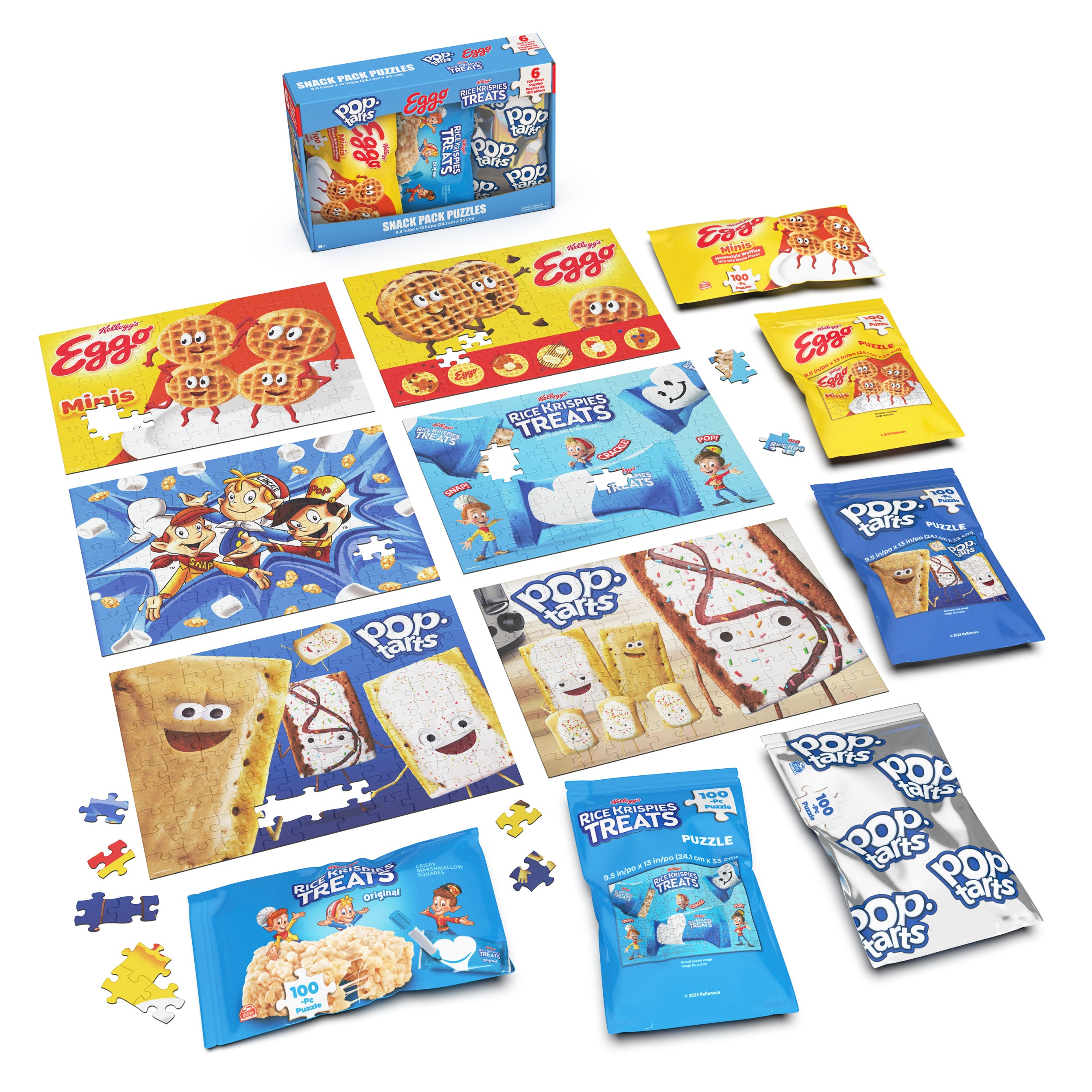 Spin Master Games, snack puzzles 6-pack, 100 Pieces Each, kids puzzle, With Eggo Waffles, Rice Krispies Treat & Pop Tarts, Preschool Toys for Girls & Boys, for Ages 6 & Up