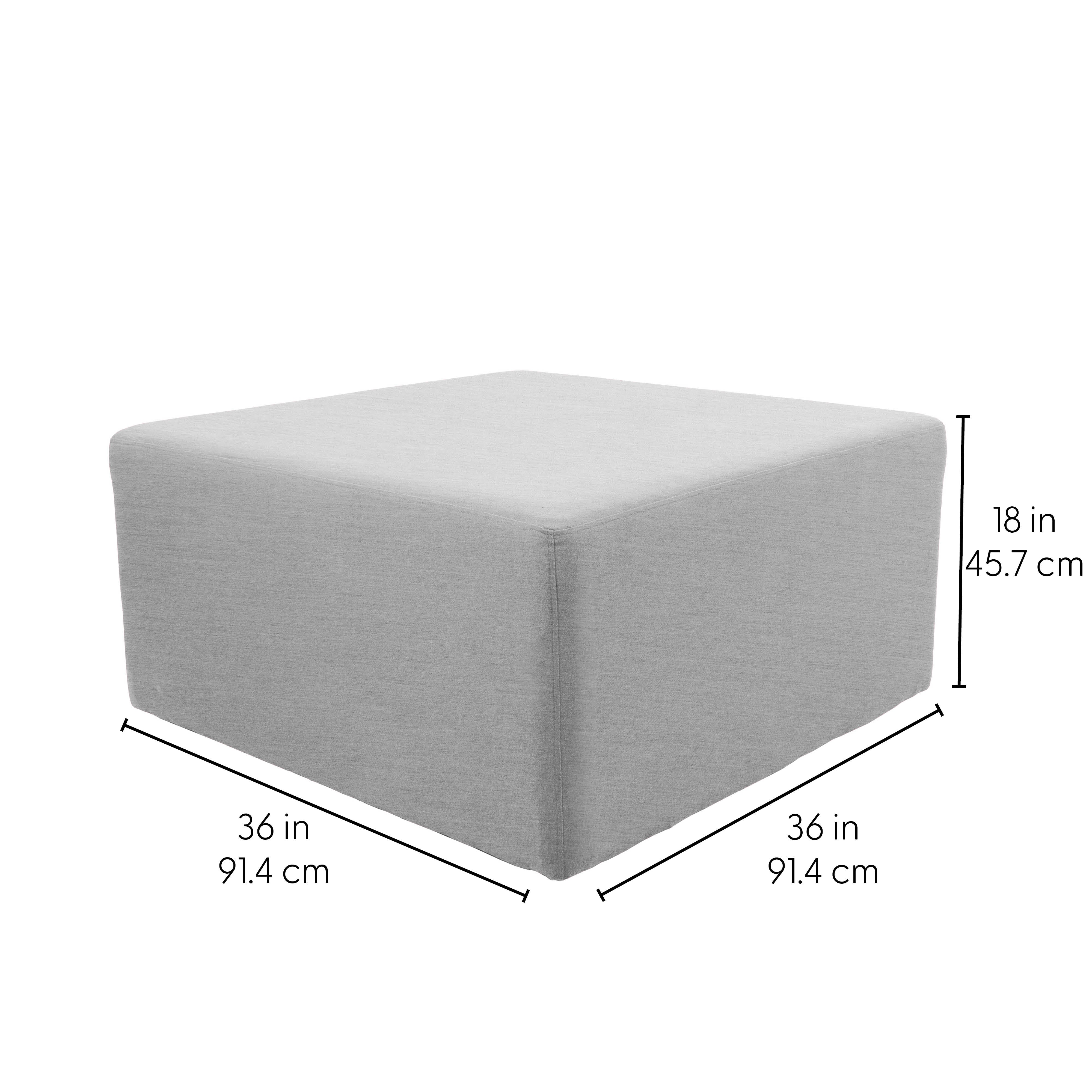 Outdoor 36" Square Ottoman with Sunbrella®, 18" H - Canvas Granite