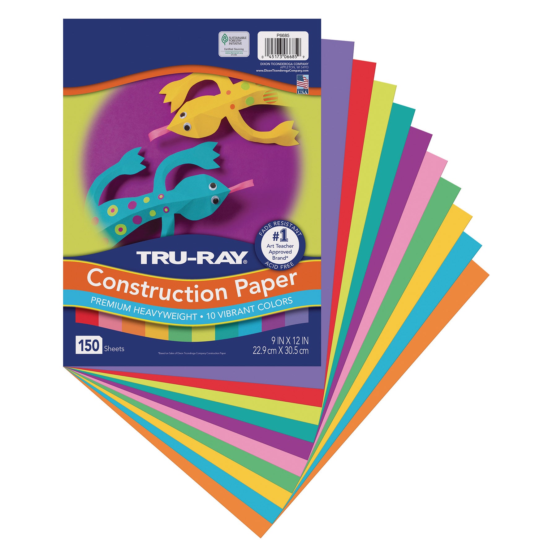 Construction Paper, Heavyweight, 10 Vibrant Colors, 9" x 12", 150 Sheets