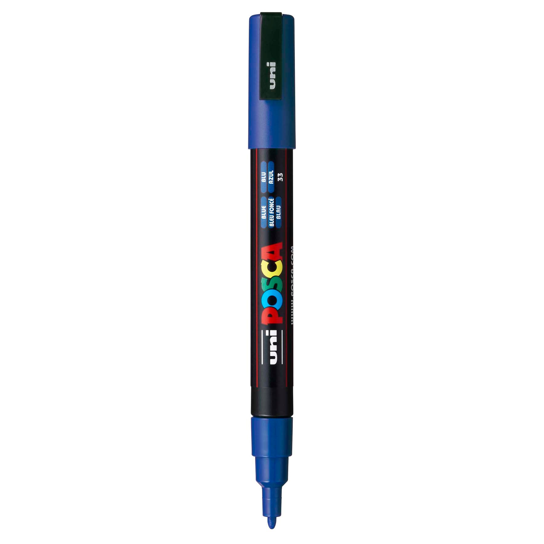 uni® POSCA PC-3M Water-Based Paint Markers, Reversible Fine Tip (0.9-1.3mm), Blue