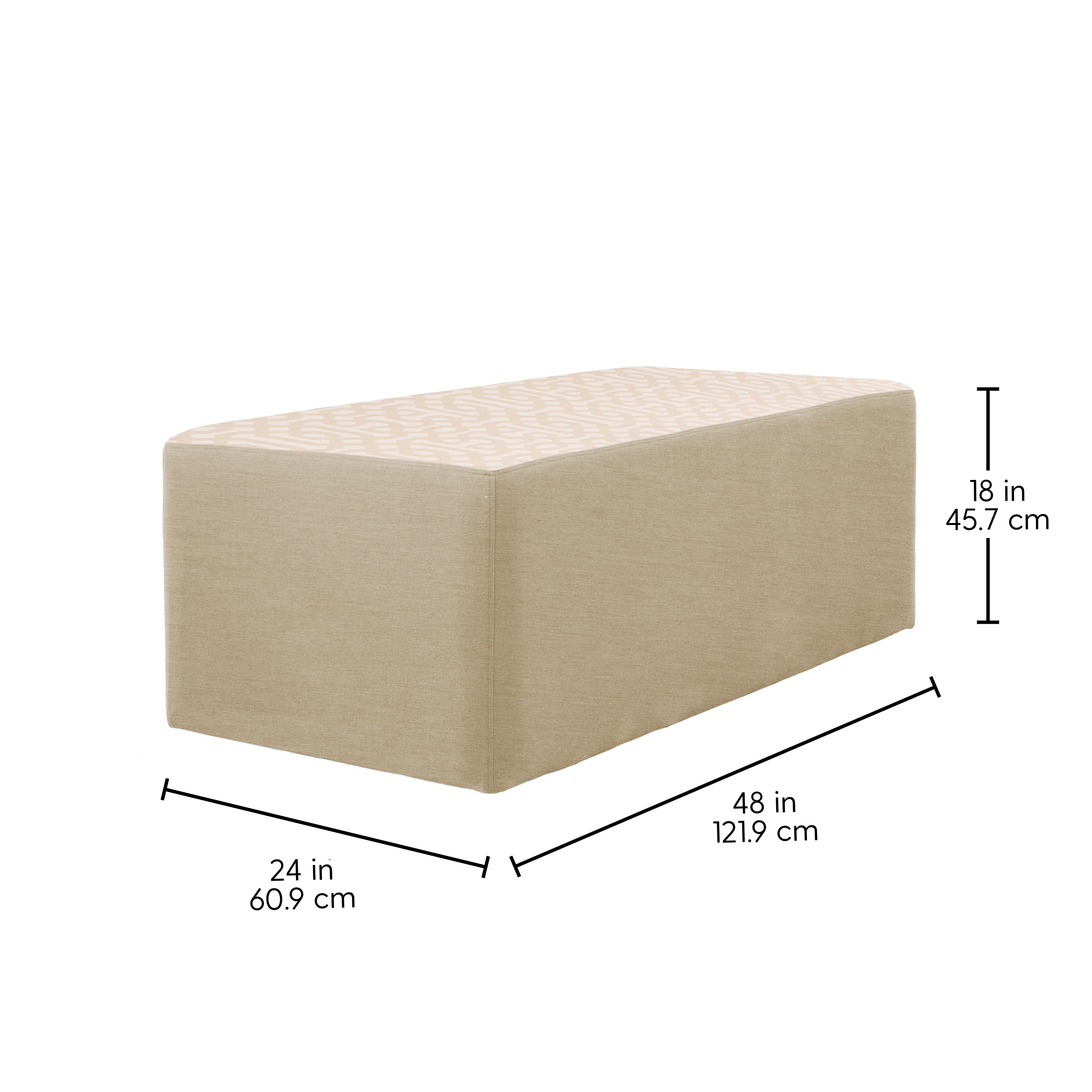 Outdoor 24" x 48" Rectangle Ottoman with Sunbrella, 18" H - Fretwork Flax/Spectrum Sand