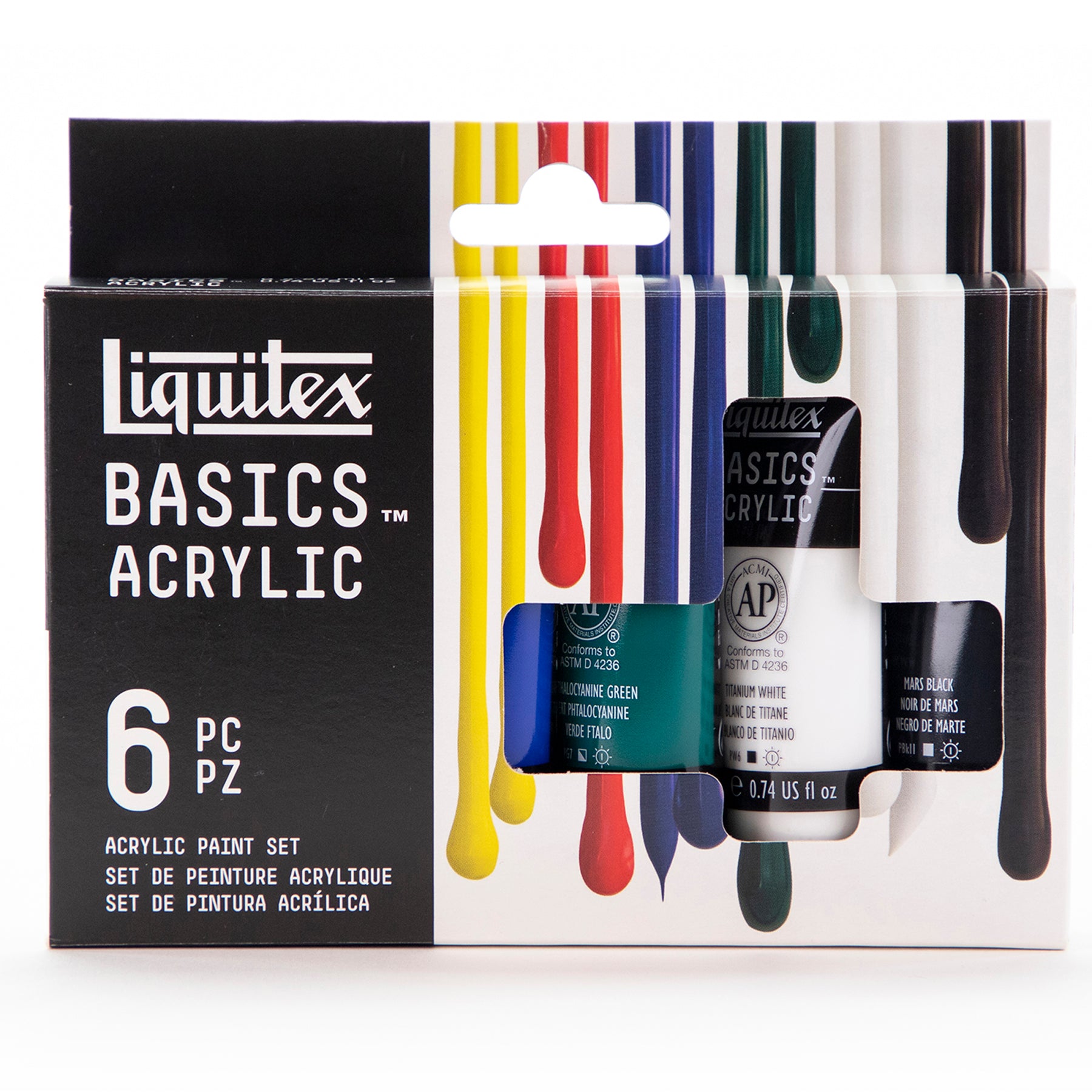 LQ BASICS Acrylic Color 6 x 22ml Tube Set - Primary
