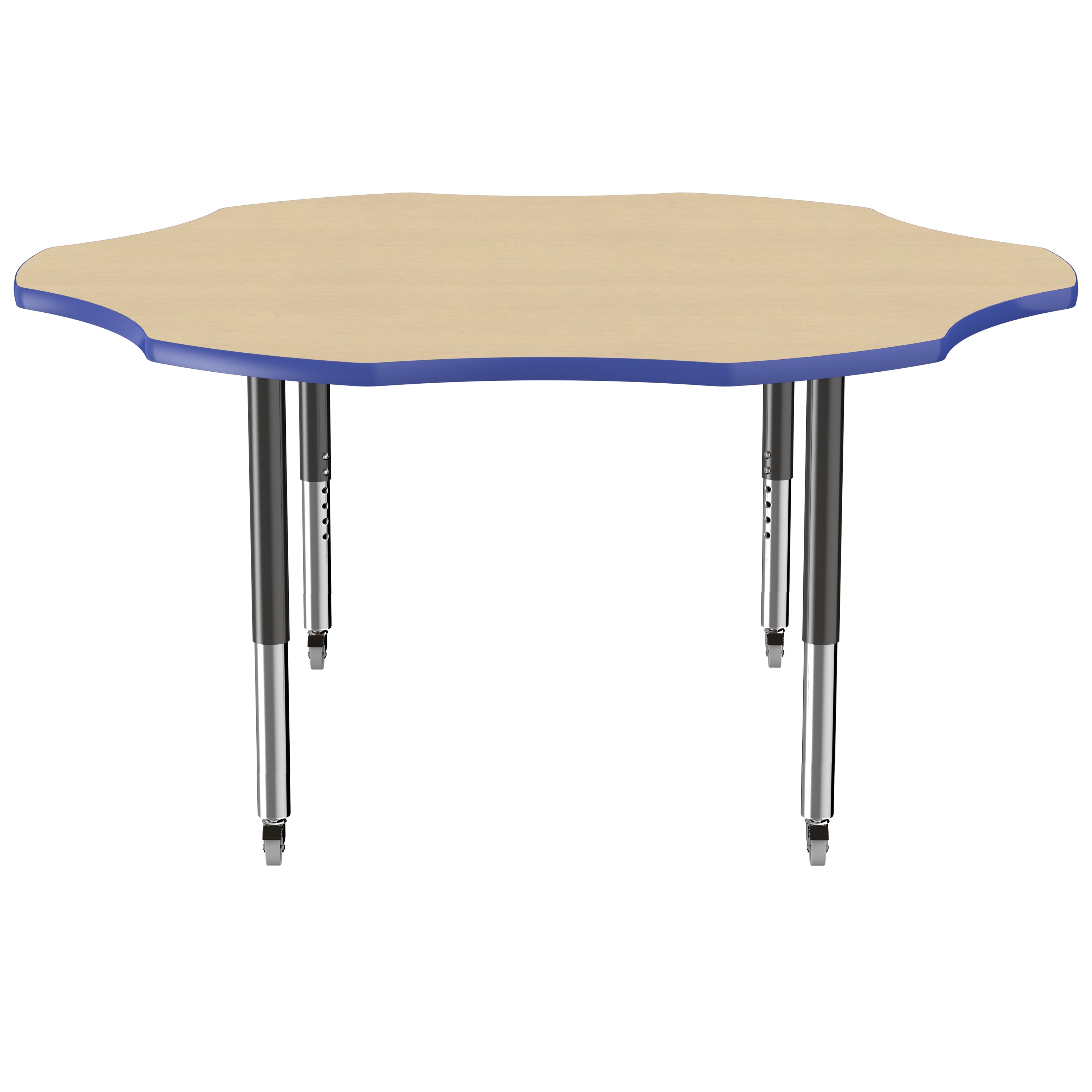 60" x 60" Flower T-Molding Activity Table with Adjustable Super Legs - Maple/Blue/Black
