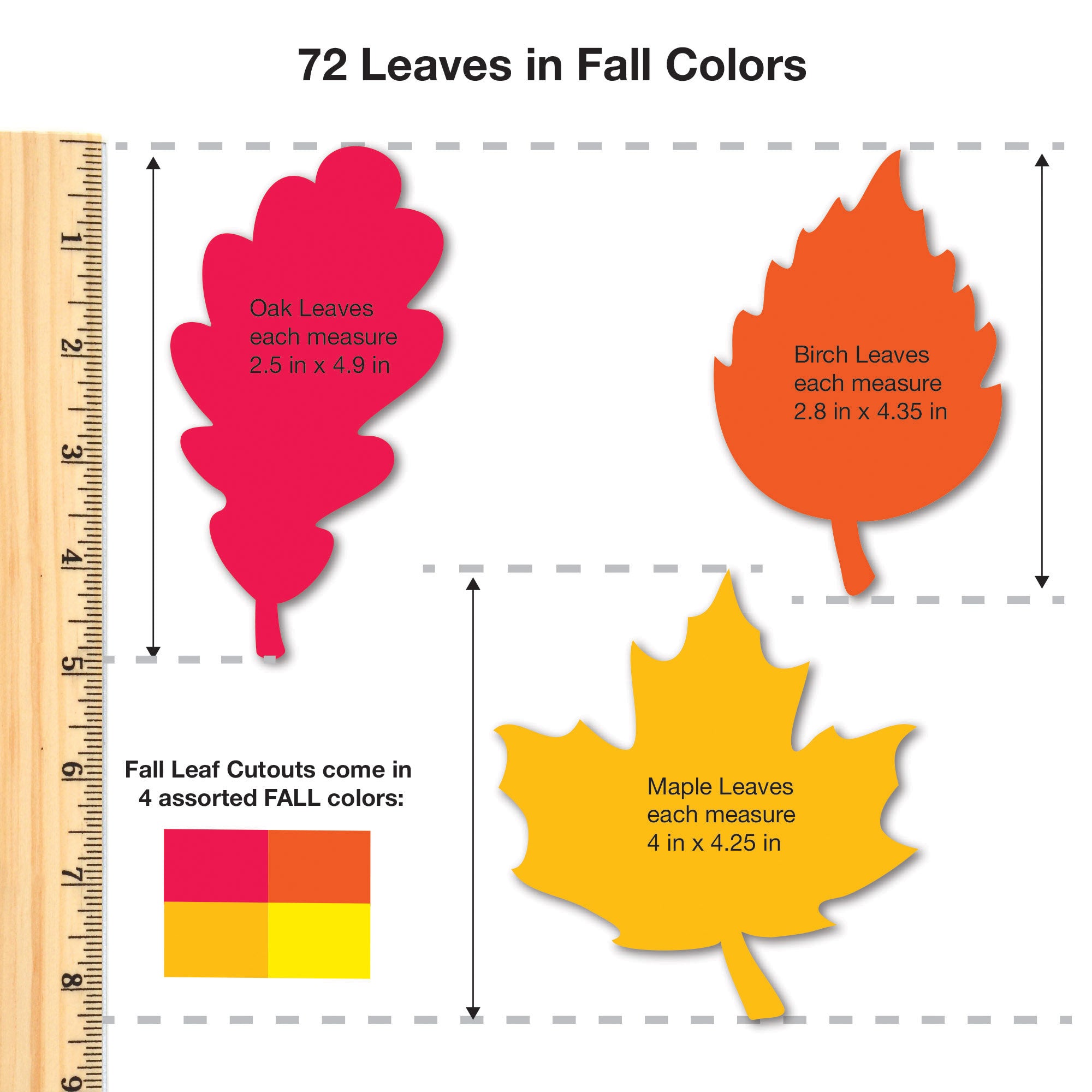 Punch Out Paper Cutouts, Fall Shapes, Leaves, Pumpkins & Apples, 144 Pieces