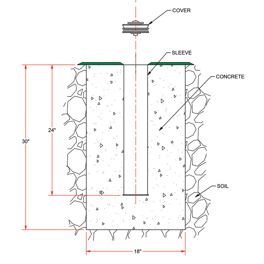 Ground Sleeve - Discus Cage (DCHS-35) (Set of 6)