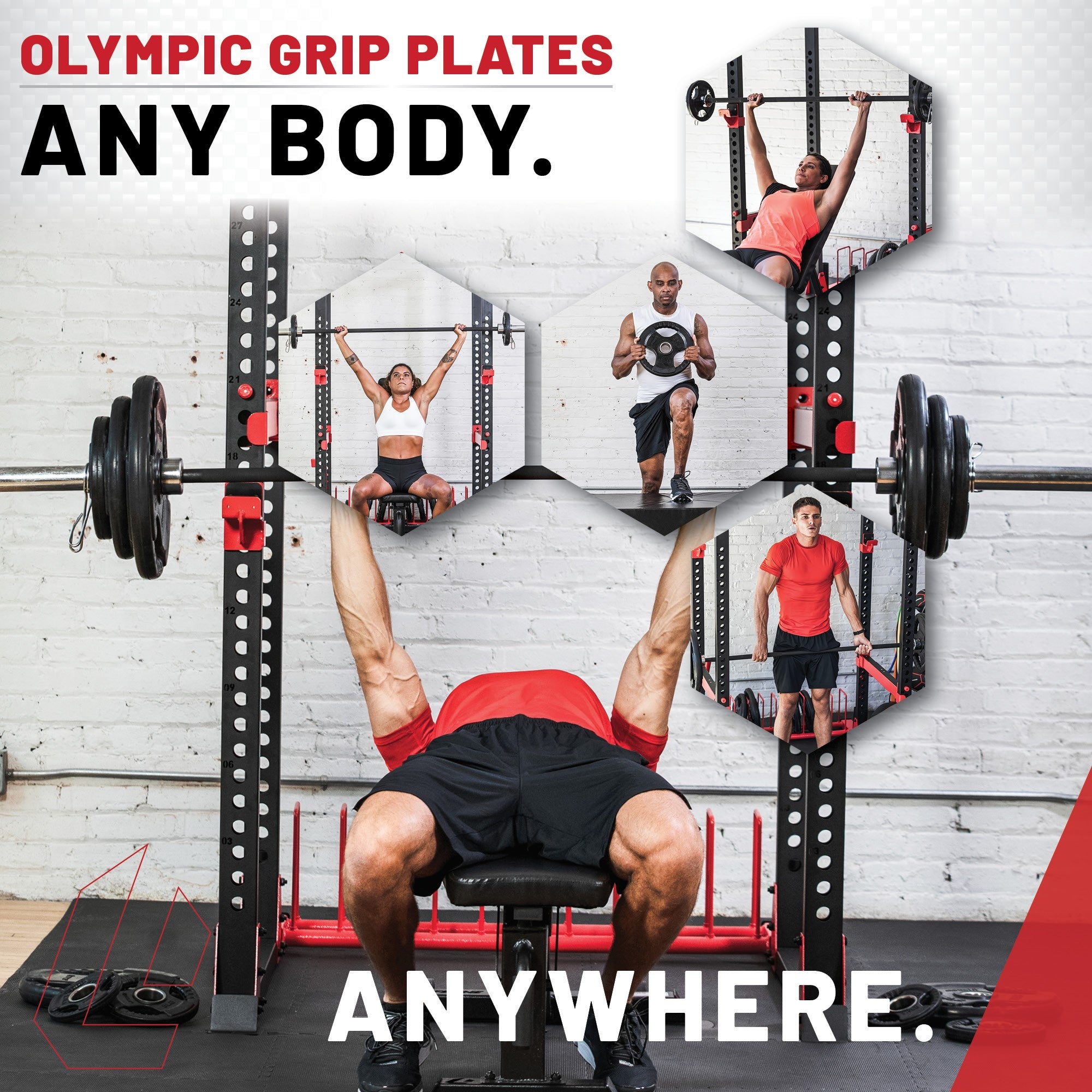 Lifeline 255Lb Pro Olympic Grip Plate (Rubber Coated) Set: (2) 45Lb (2) 35Lb (2) 25Lb (2) 10Lb (4) 5Lb (2) 2.5 Lb Plates
