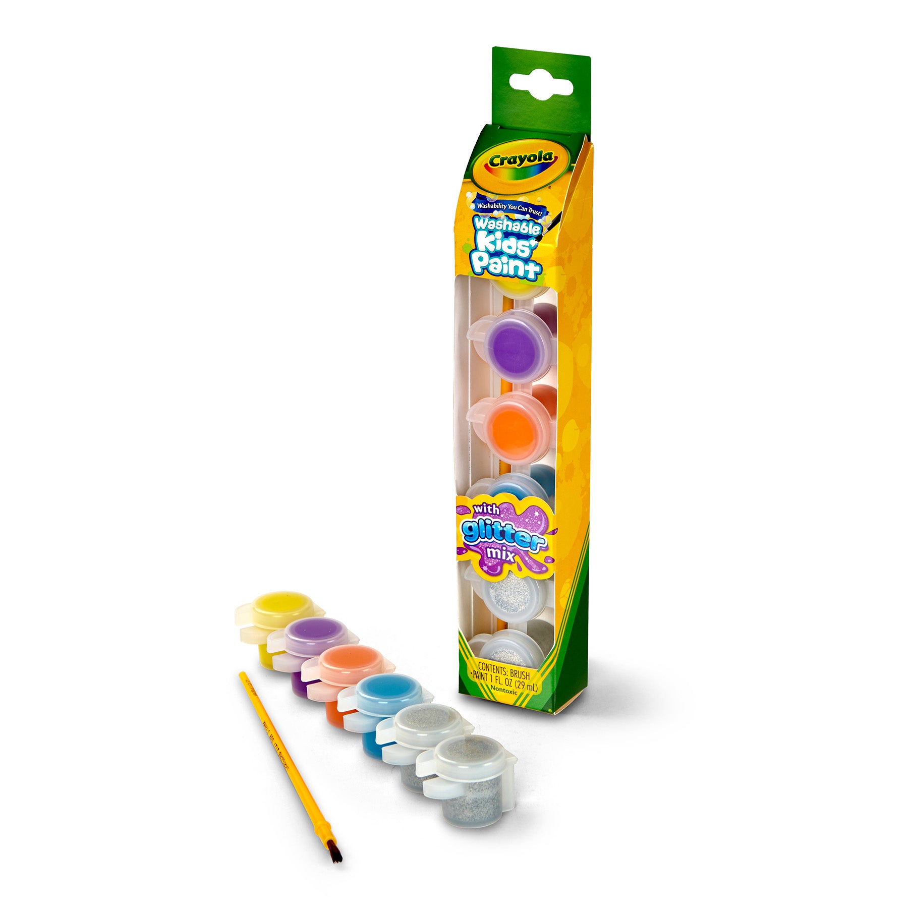 Washable Kids' Paint Pots, Glitter Effects, 6 Count