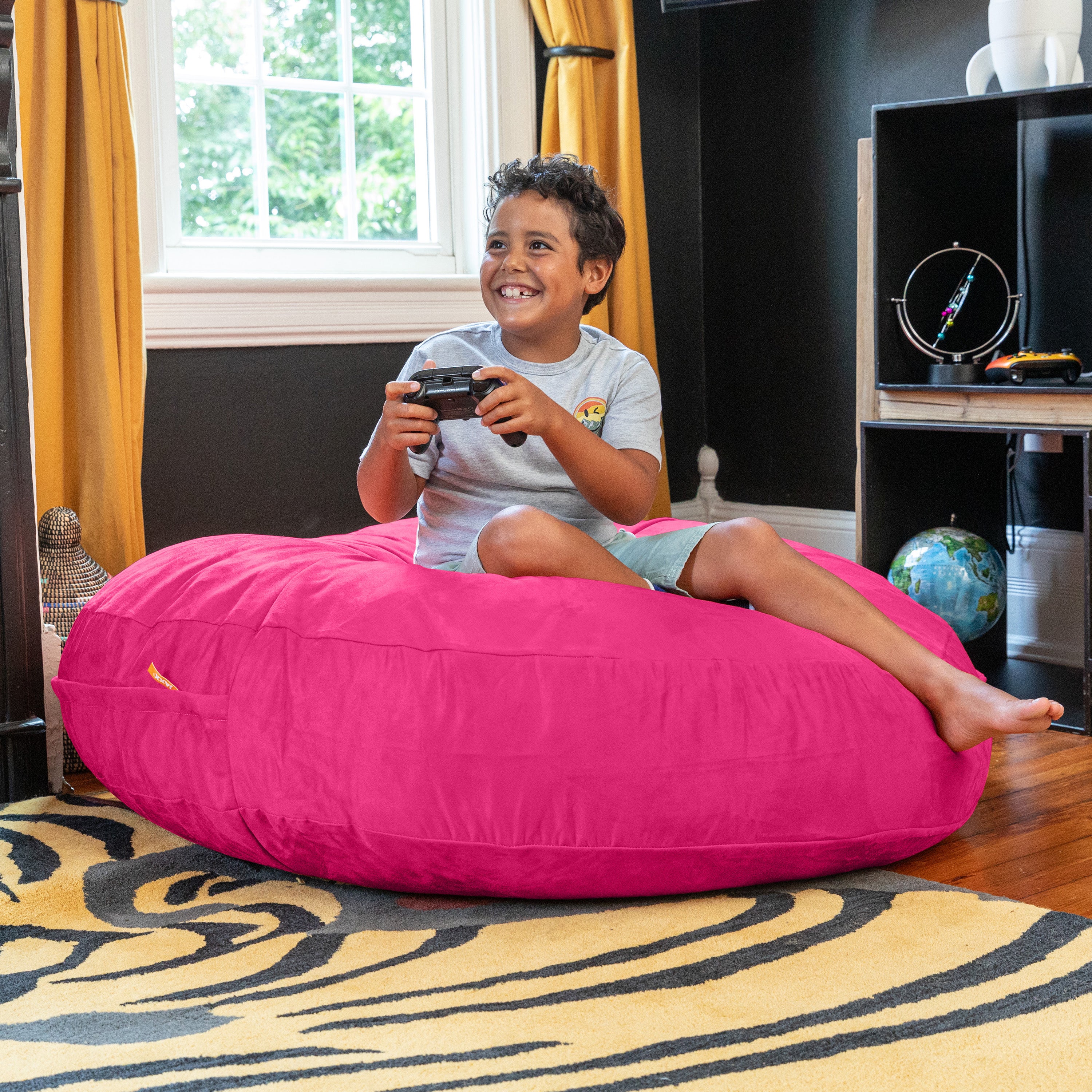 Jaxx Cocoon 4 Foot Bean Bag Chair and Crash Pad, Fuchsia