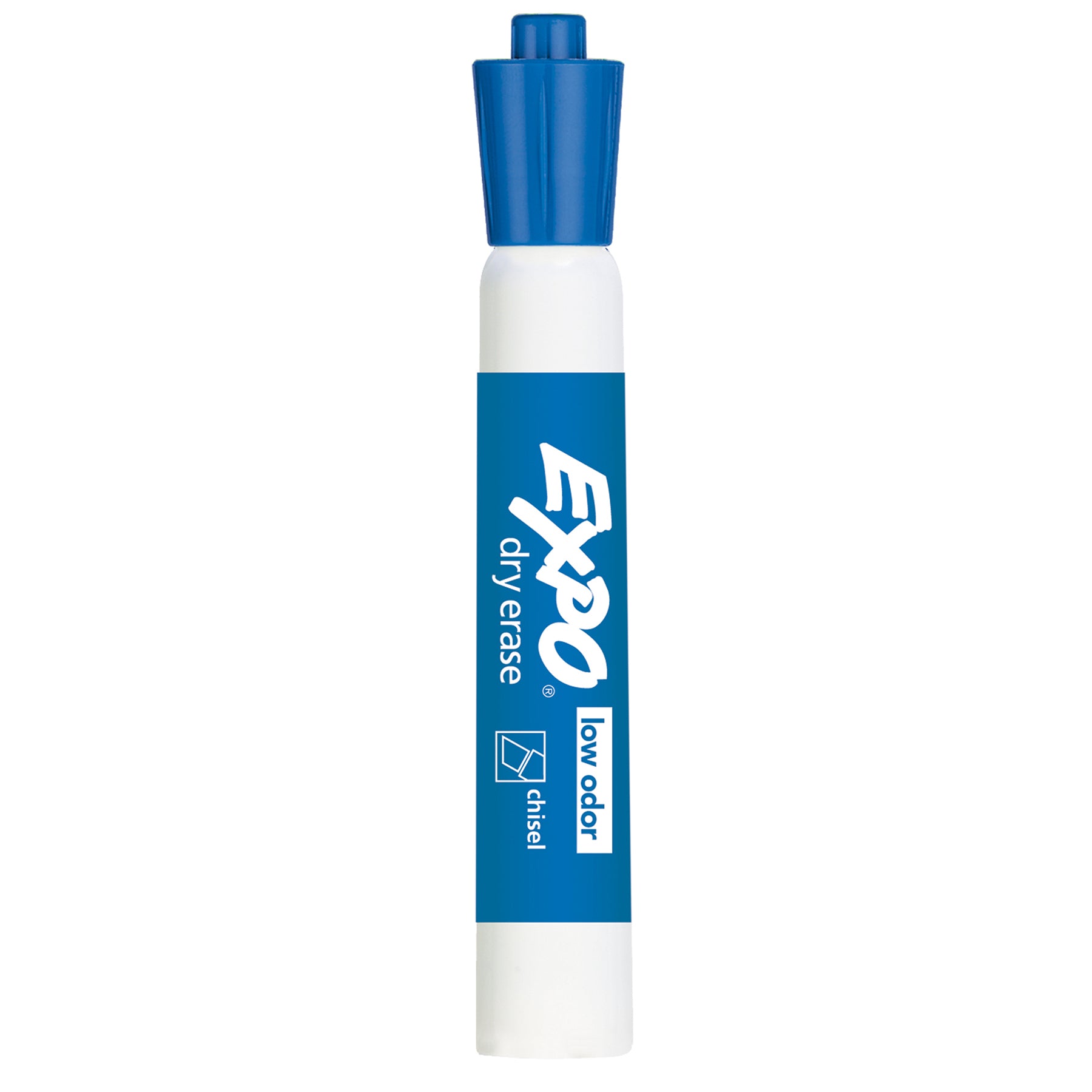 Low-Odor Dry Erase Markers, Chisel Tip, Blue, Box of 12