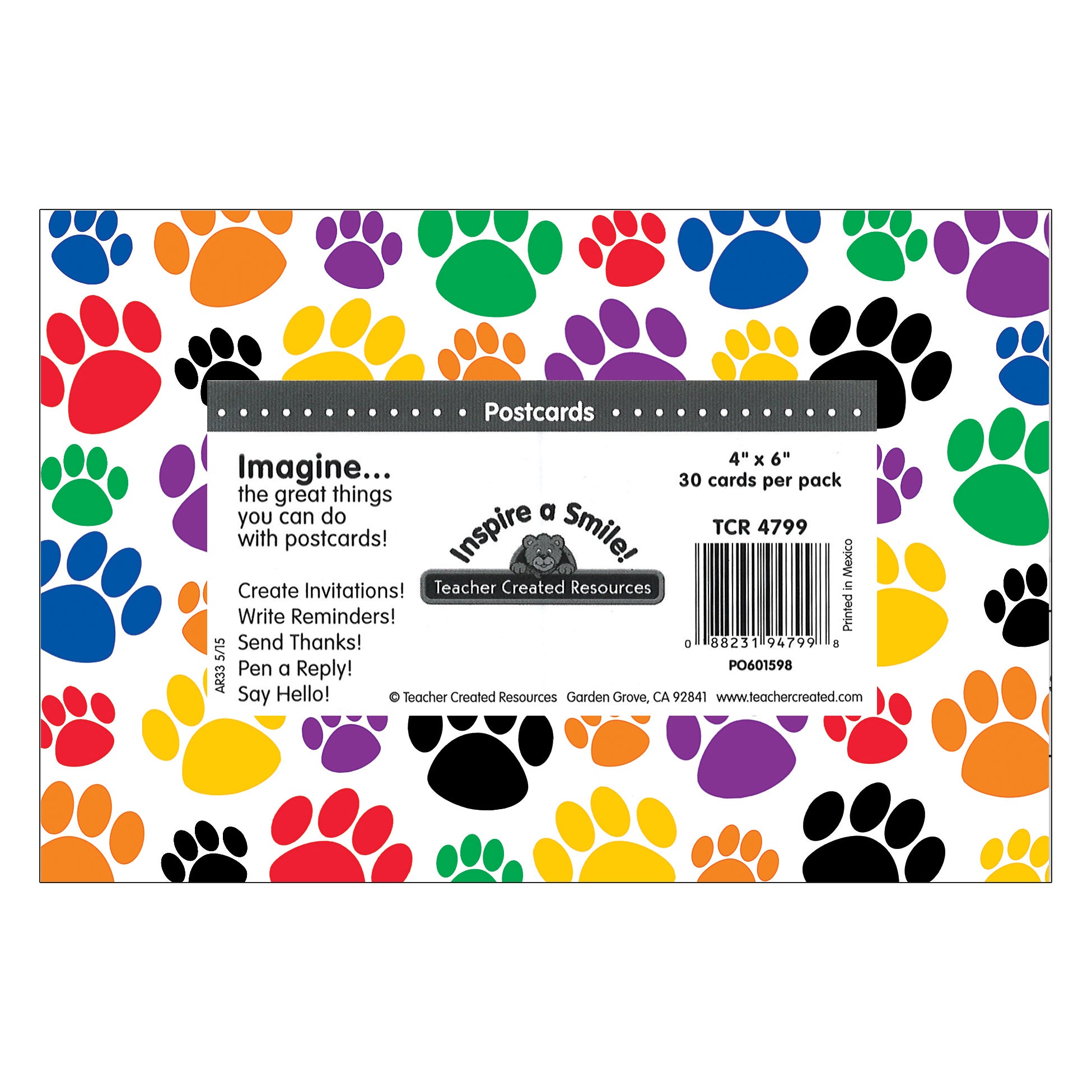 Colorful Paw Prints Postcards