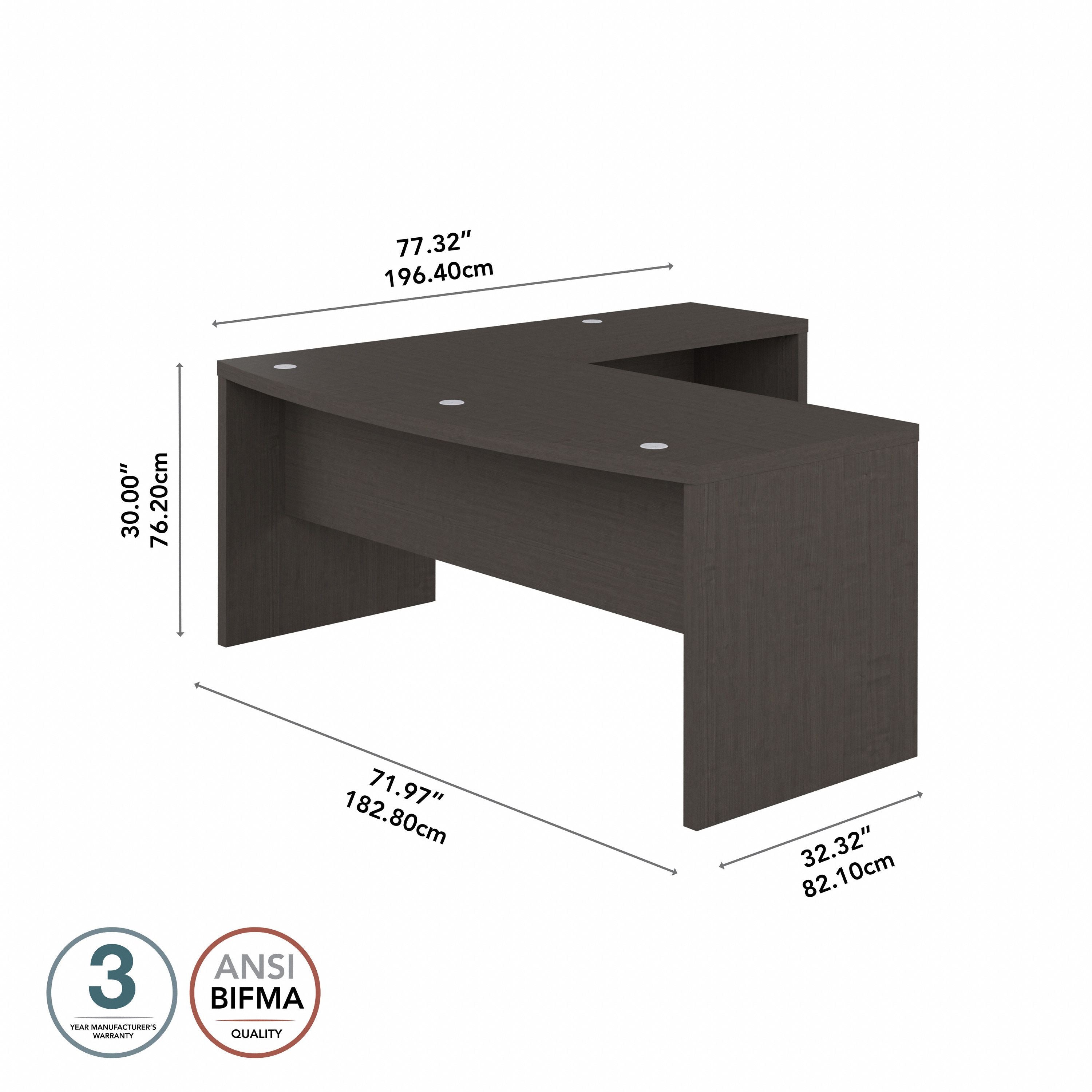 Bush Business Furniture Echo 72W Bow Front L Shaped Desk in Charcoal Maple - 71.97" Width x 77.32" Depth x 30" Height
