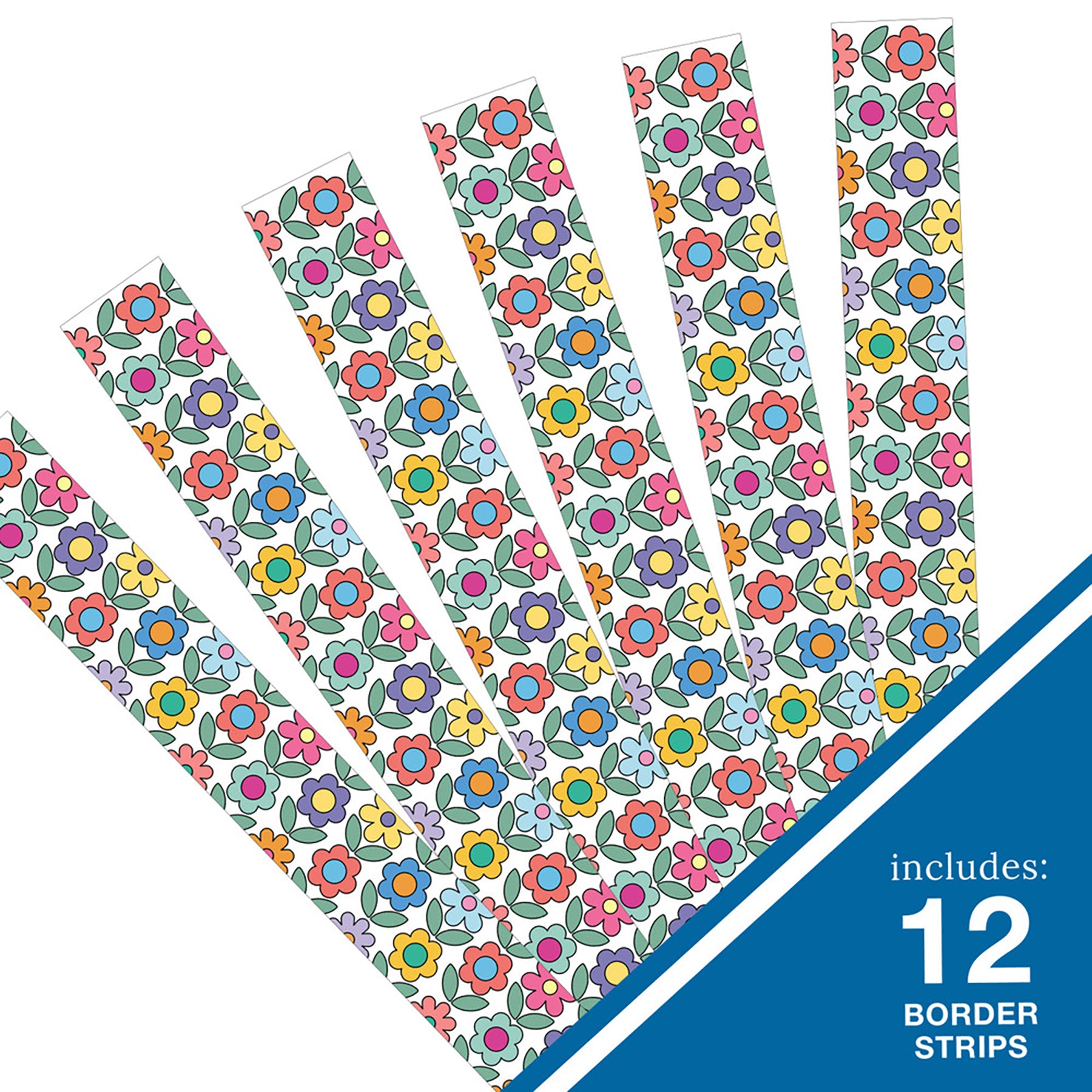 Happily Ever Elementary Retro Remix Flowers Straight Bulletin Board Borders, 36 Feet Per Pack, 3 Packs