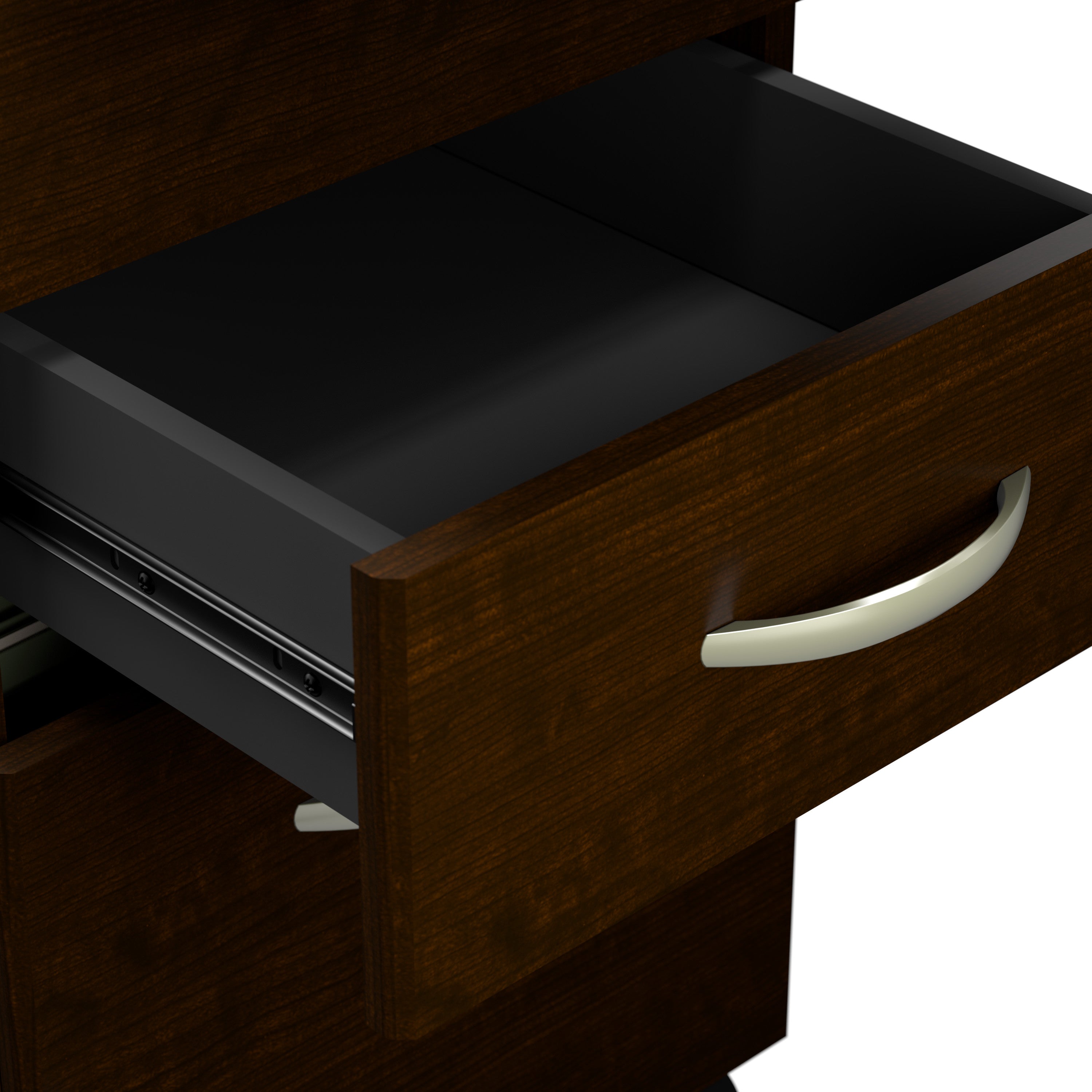 Bush Business Furniture Series C 72W Bow Front L Shaped Desk with 42W Return and Mobile File Cabinet in Mocha Cherry - 71.02" Width x 77.08" Depth x 29.84" Height