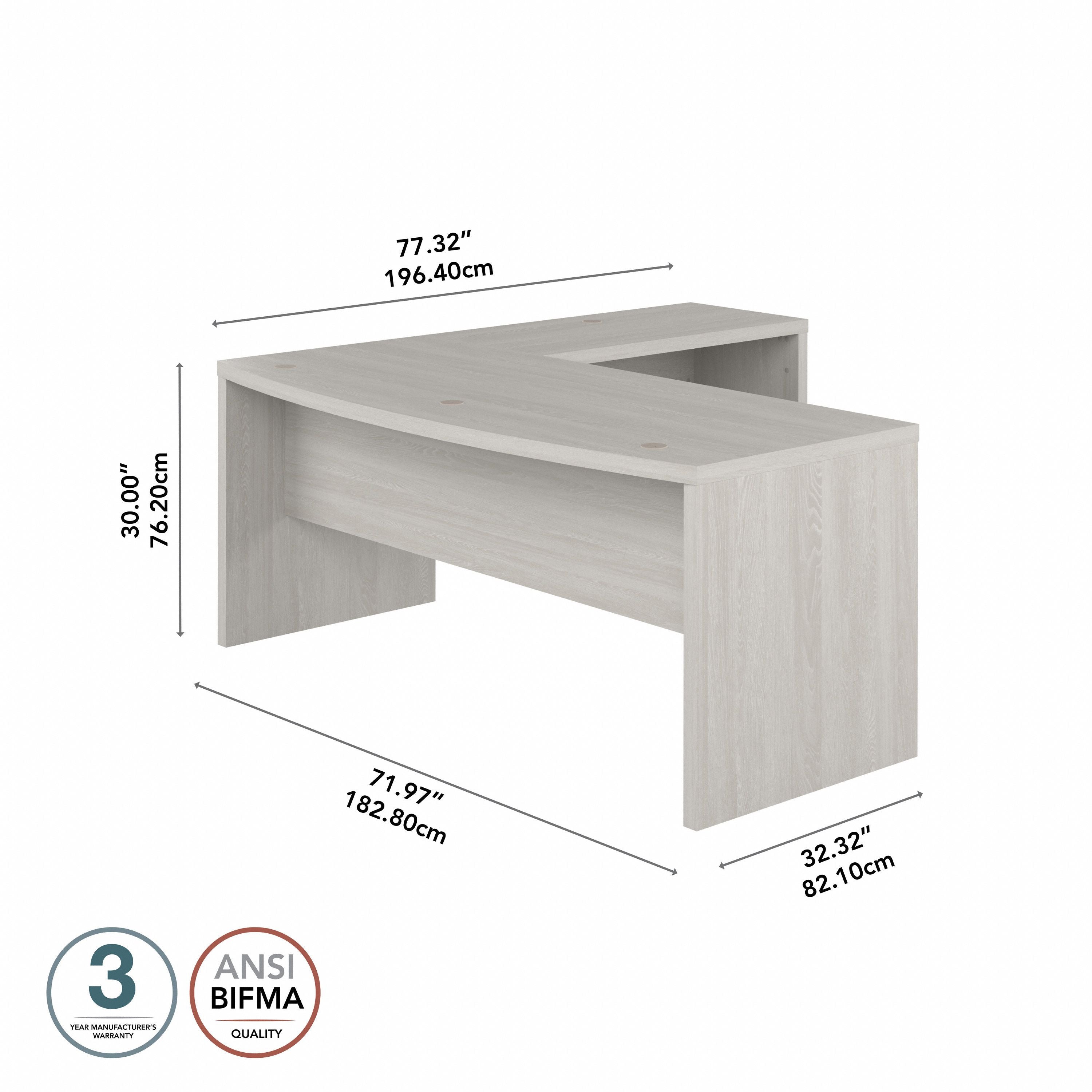 Bush Business Furniture Echo 72W Bow Front L Shaped Desk in Gray Sand - 71.97" Width x 77.32" Depth x 30" Height