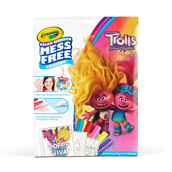 Crayola Trolls Band Together, Color Wonder Mess Free Coloring Pages & Markers, Gift for Kids, Age 3, 4, 5, 6