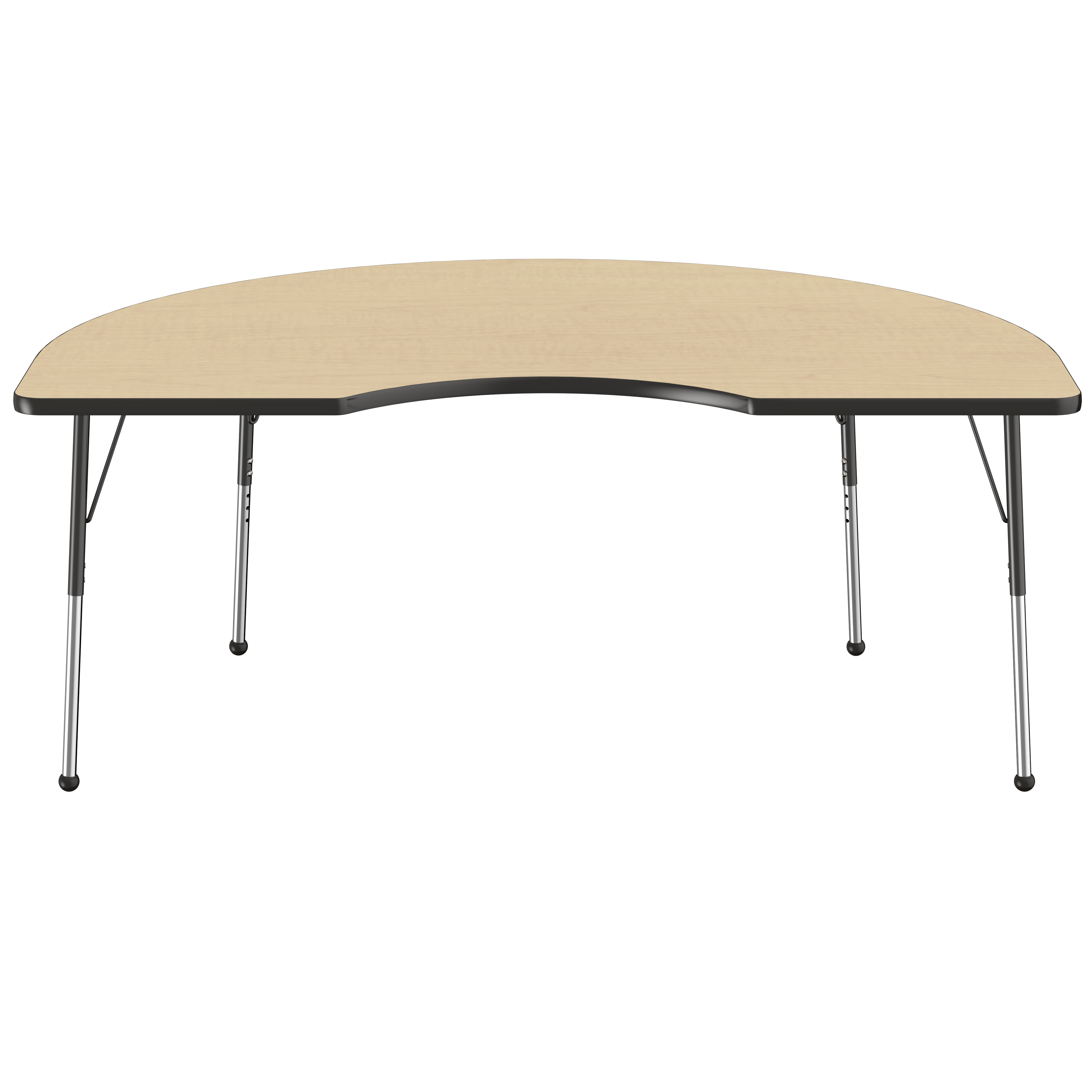 48" x 72" Kidney T-Molding Activity Table with Adjustable Standard Ball Glide Legs - Maple/Black