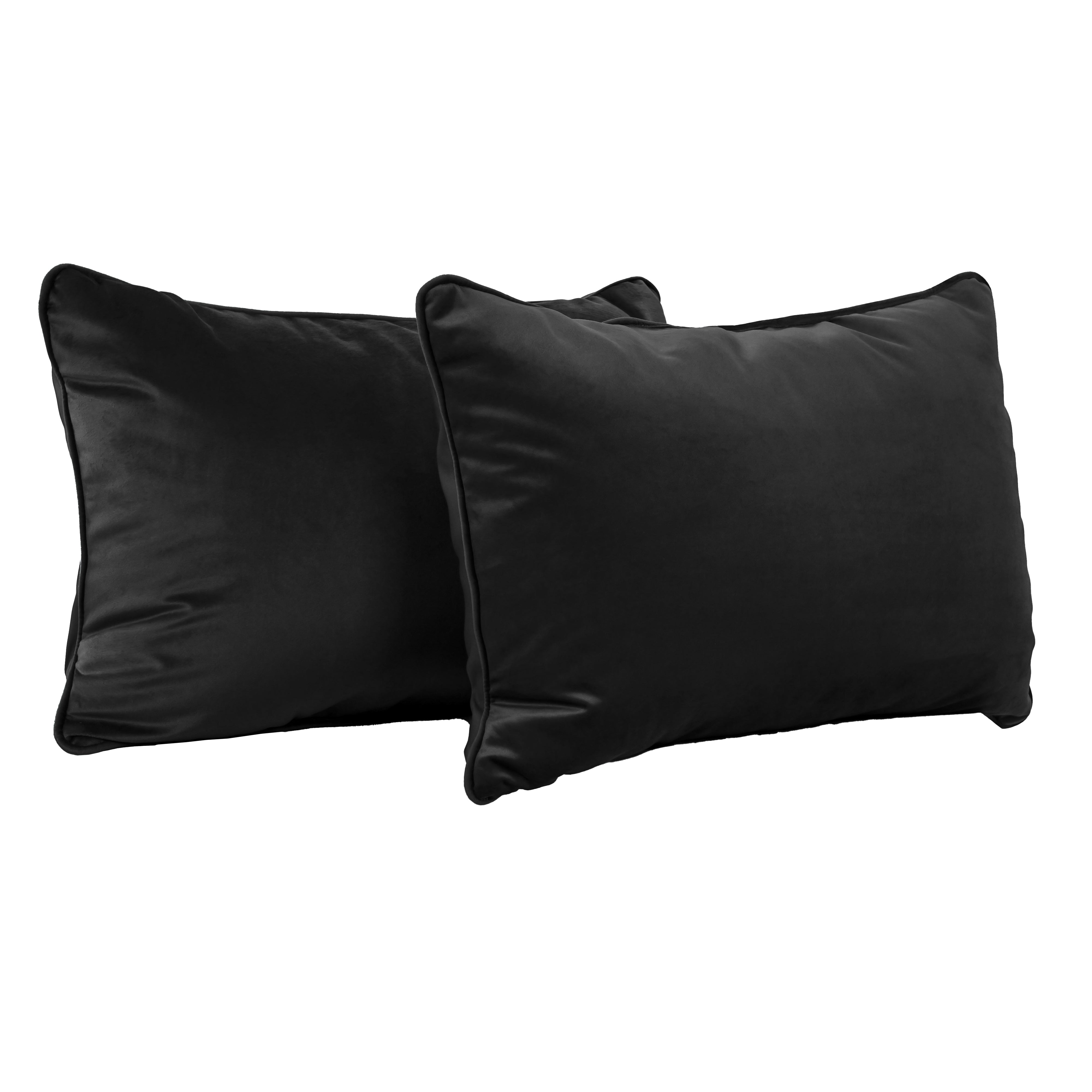 16" x 24" Rectangle Lumbar Microfiber Pillow with Piping, 2-Piece - Onyx