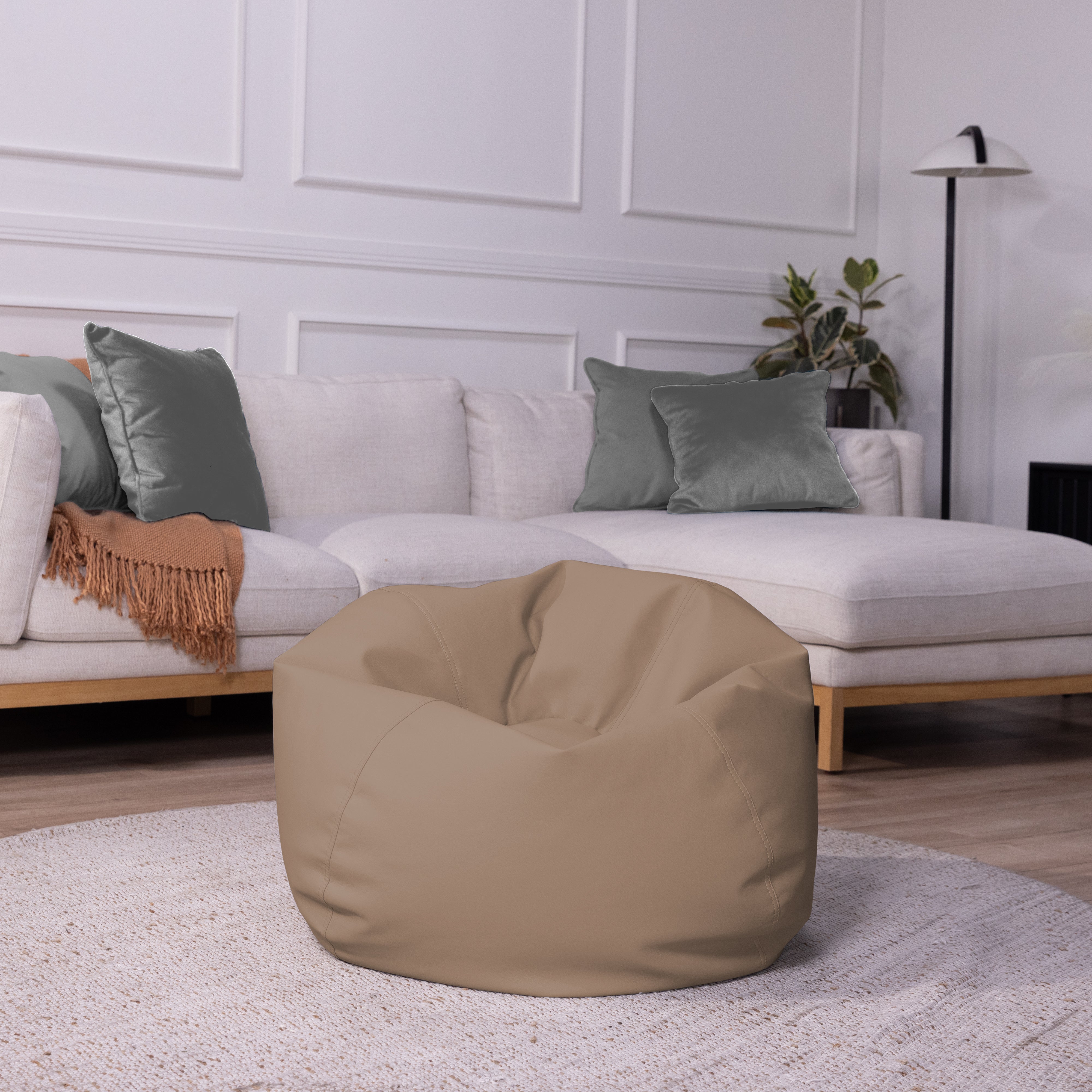 30" Round Vinyl Bean Bag - Caffe