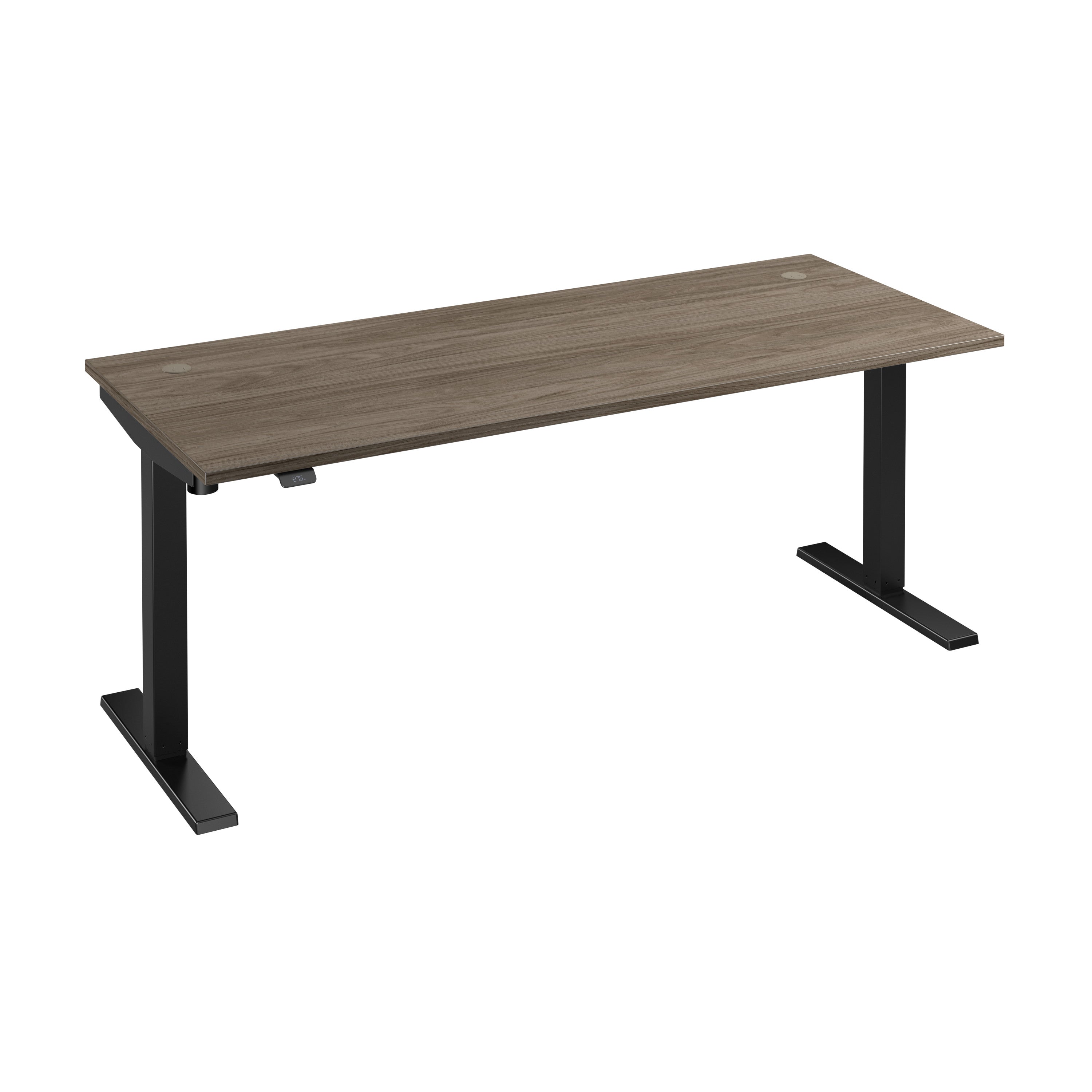 Bush Business Furniture Move 40 Series 72W x 30D Electric Height Adjustable Standing Desk in Modern Hickory with Black Base - 71.02" Width x 29.37" Depth x 28.17" Height