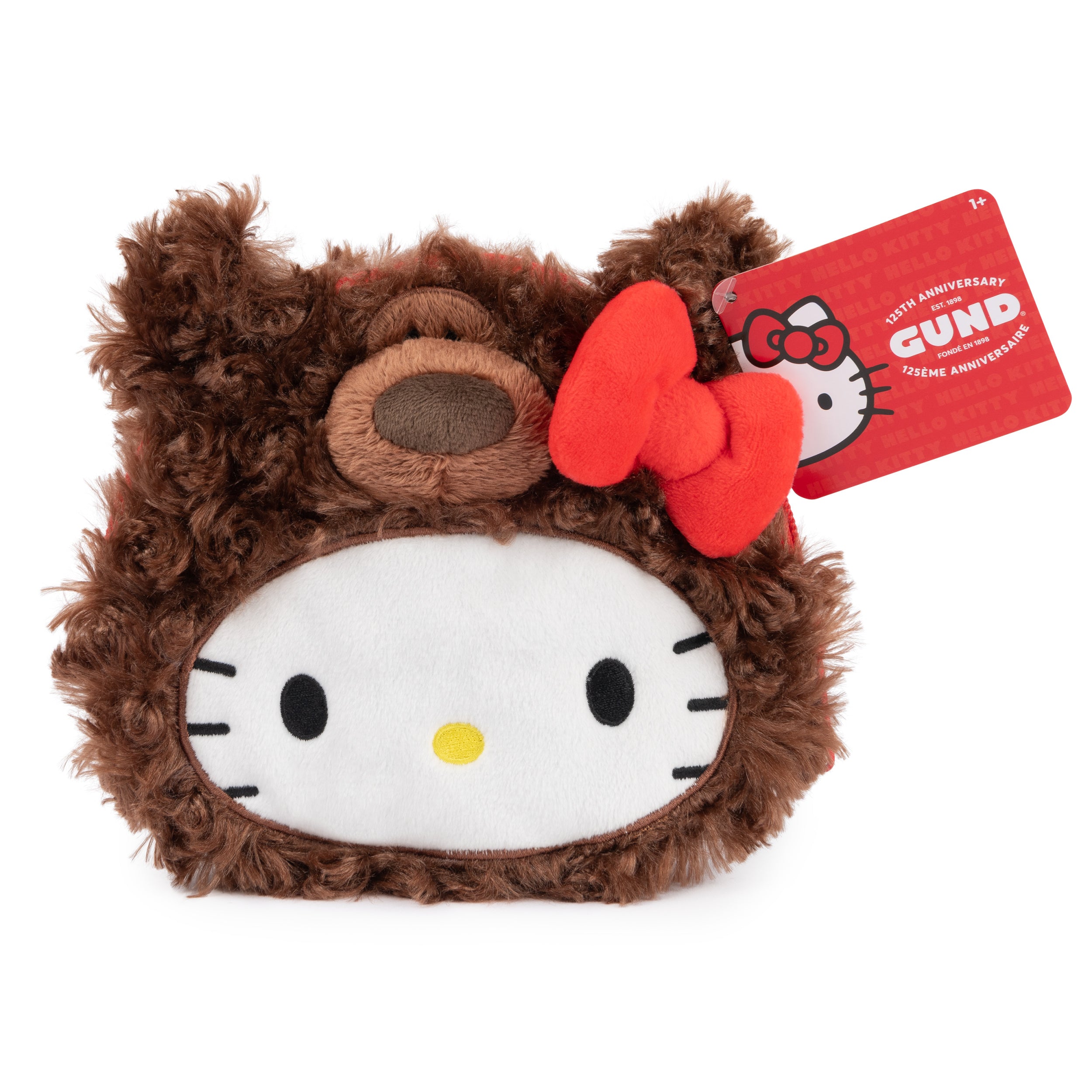 GUND Sanrio Hello Kitty Philbin Teddy Bear Plush Pouch with Zipper for Ages 1 and Up, Brown, 5.5”