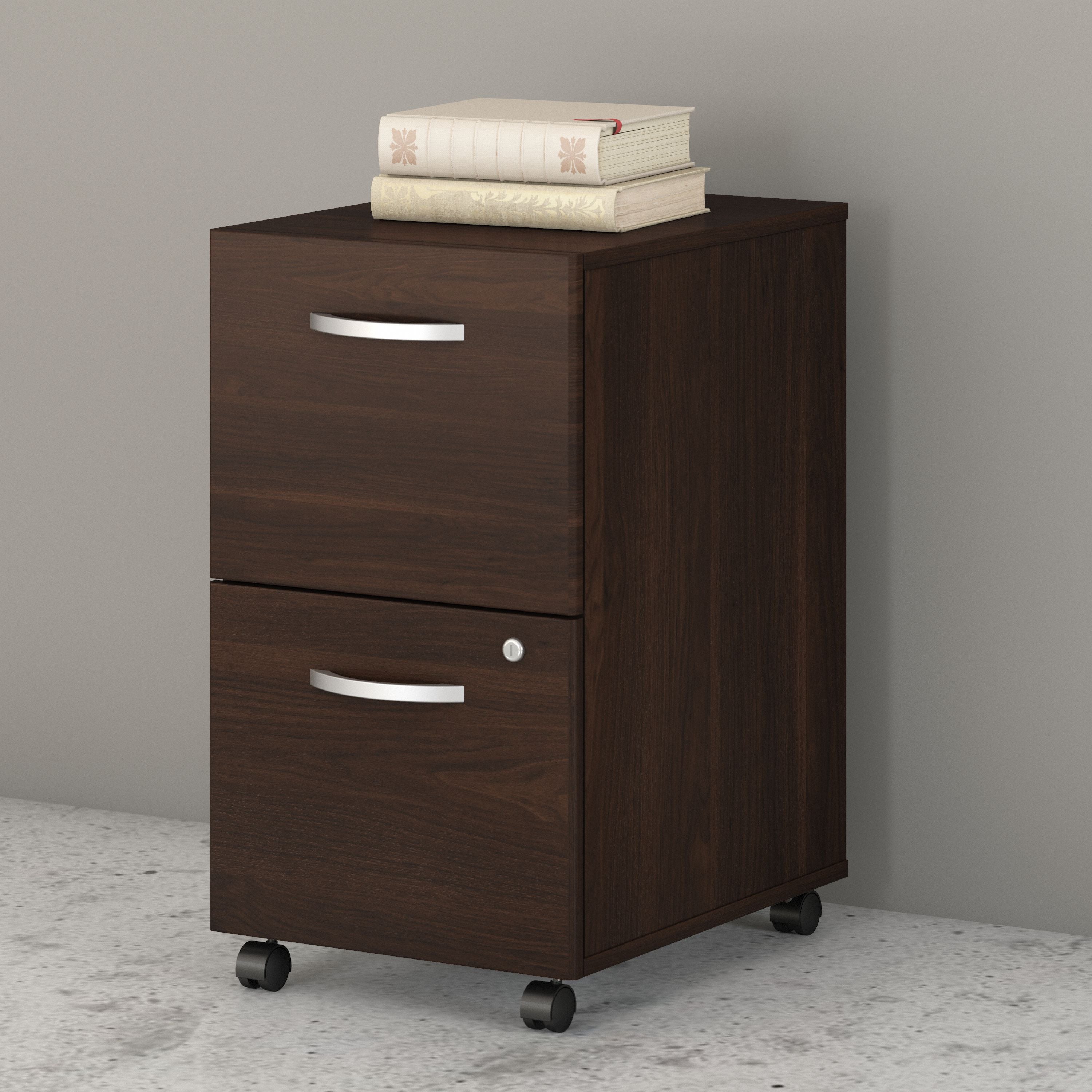 Bush Business Furniture Studio C 2 Drawer Mobile File Cabinet in Black Walnut - 15.71" Width x 20.2" Depth x 27.79" Height