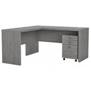Bush Business Furniture Echo L Shaped Desk with Mobile File Cabinet in Modern Gray - 60" Width x 59.84" Depth x 30" Height