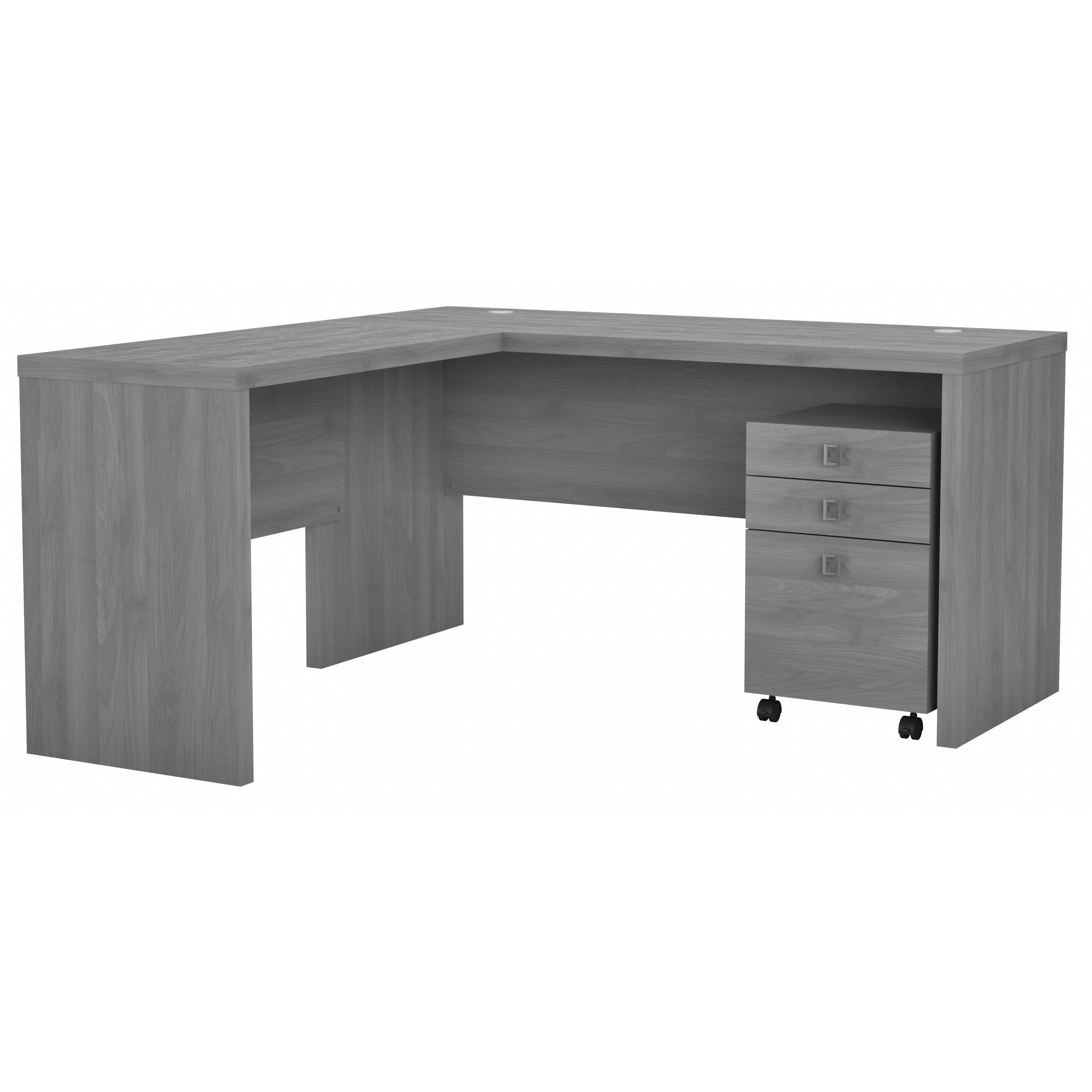 Bush Business Furniture Echo L Shaped Desk with Mobile File Cabinet in Modern Gray - 60" Width x 59.84" Depth x 30" Height