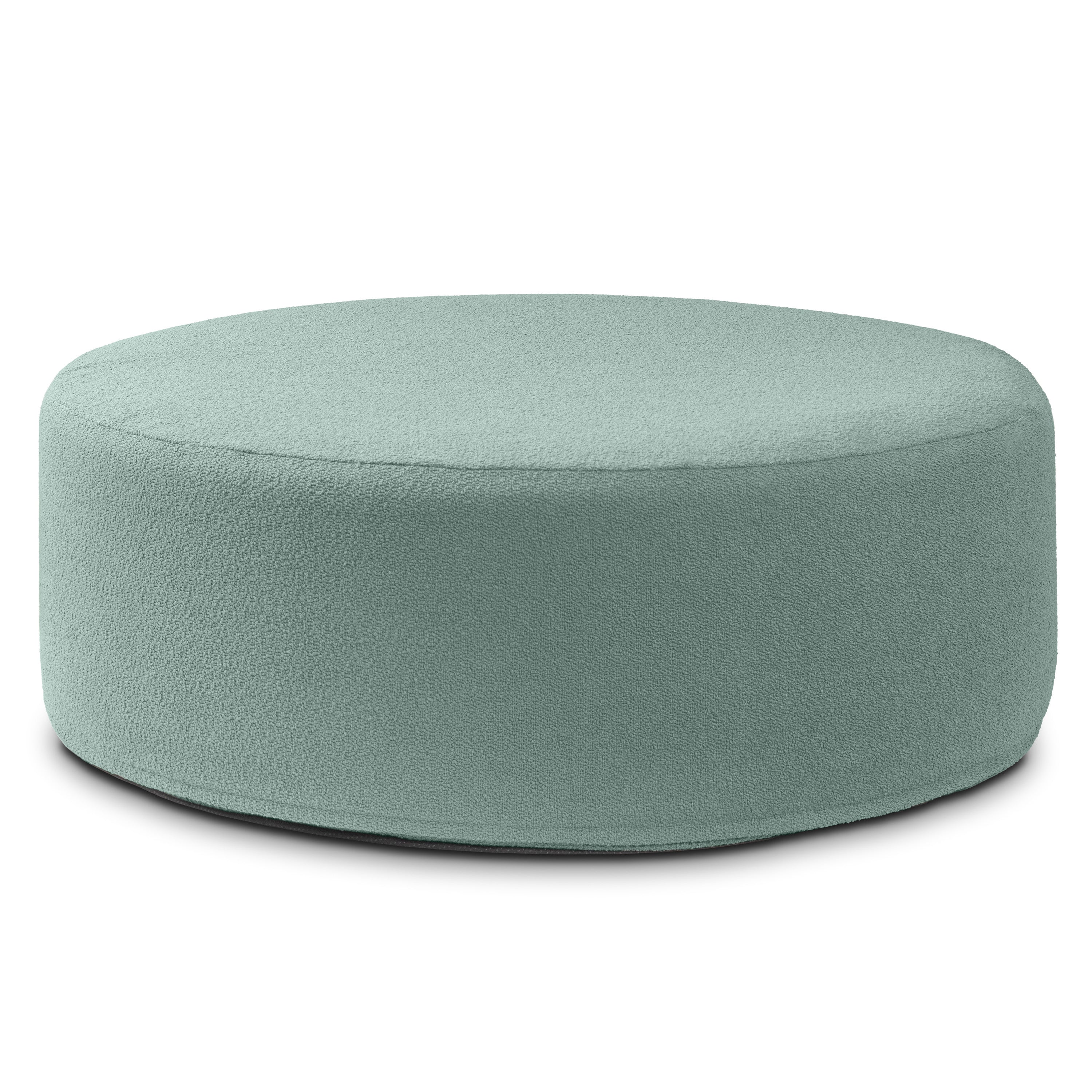 Jaxx Candler Round Couch Ottoman – Oversized Giant Coffee Table Ottoman - Versatile Firm Foam Construction - Kid Safe with Removable Cover, 44”, Luxe Boucle, Boucle Green