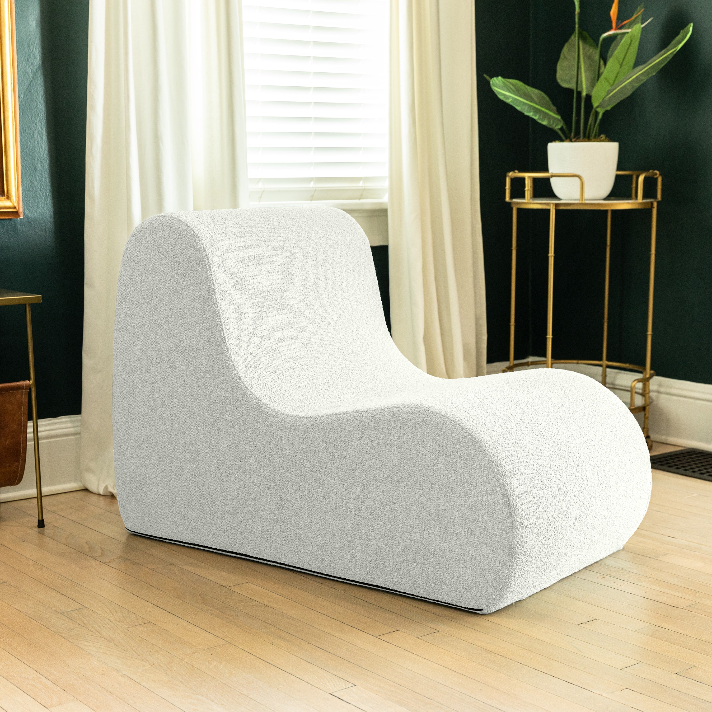 Jaxx Uptown Modern Armless Accent Chair, Boucle White